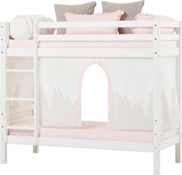 Hoppekids Etagenbett «Winter Wonderland» (Set, 4-St., Bett, Vorhang und zwei Matratzen), 70x160 massiv mit Vorhang & Matratzen