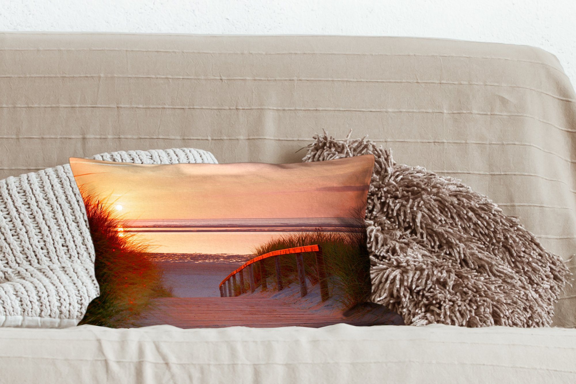 MuchoWow Dekokissen Strand - Sonne mit Füllung, Dekokissen Dekoration, - Zierkissen, Farben, Wohzimmer Schlafzimmer