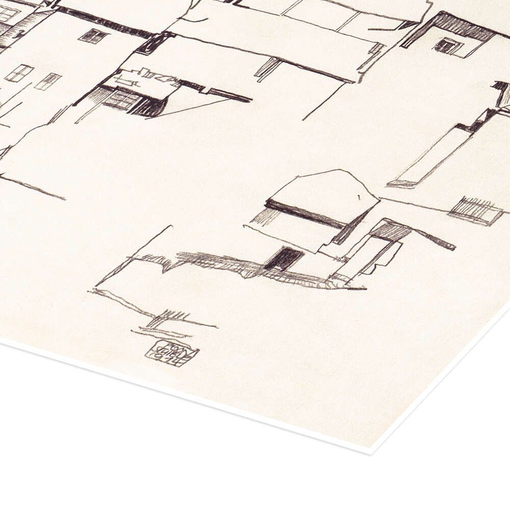 Posterlounge Wandbild Alte Häuser in Krumau, Egon Schiele, erhältlich als Poster, Leinwandbild, Wandsticker oder Acrylglasbild
