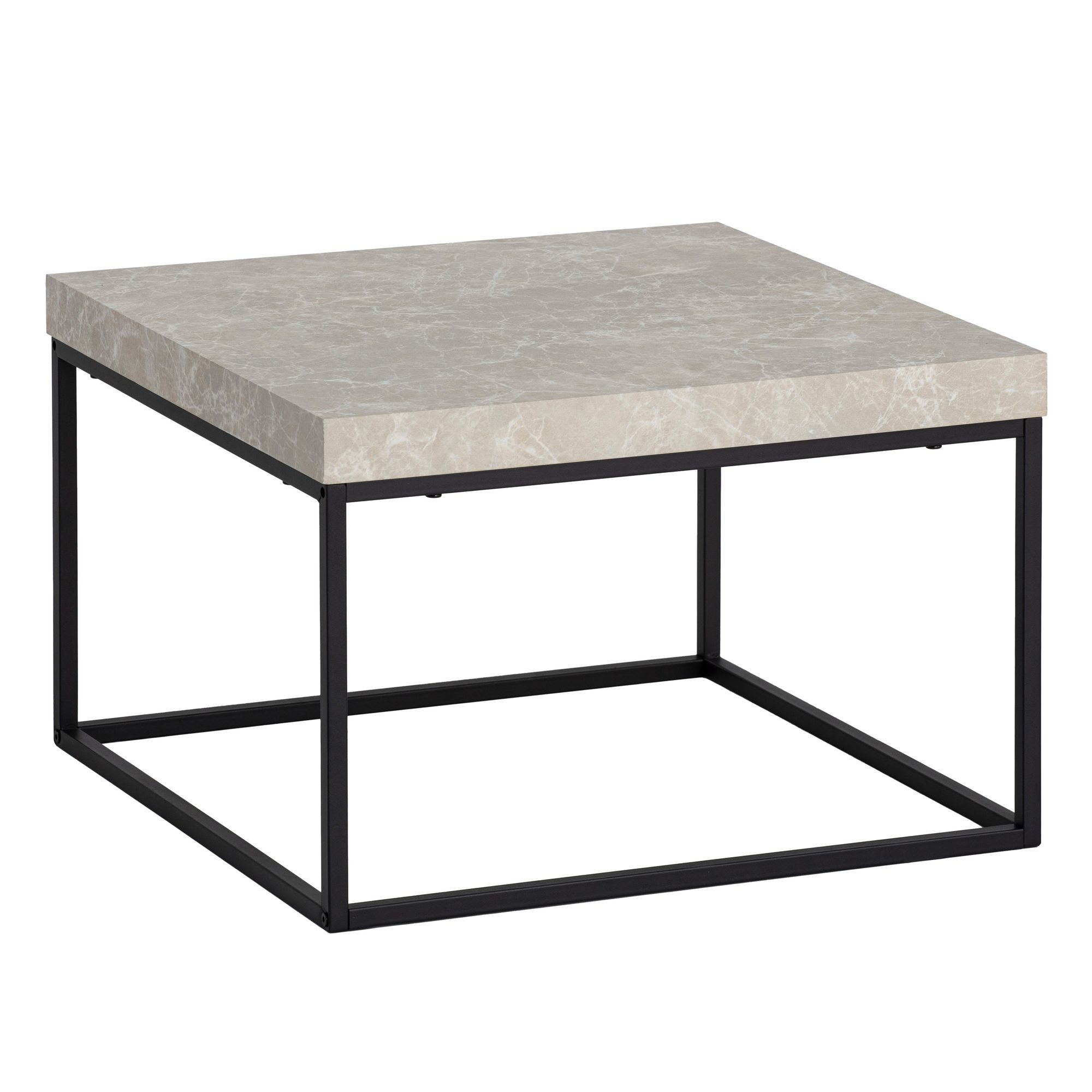 KADIMA DESIGN Couchtisch Couchtisch 60x60x38 cm Sandfarben Sofatisch in Stein-Optik Modern, (Metallbeine Klein), Design Wohnzimmertisch Quadratisch, Loungetisch Beige, Kaffeetisch