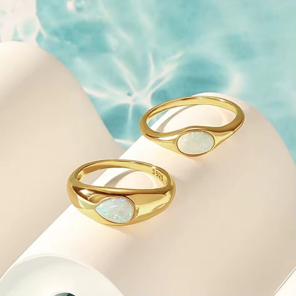 ROUGEMONT Smart Ring Trend Ring mit Opal Edelstein aus 925 Sterling Silber Hypoallergen, Wasserfest / Hypoallergen