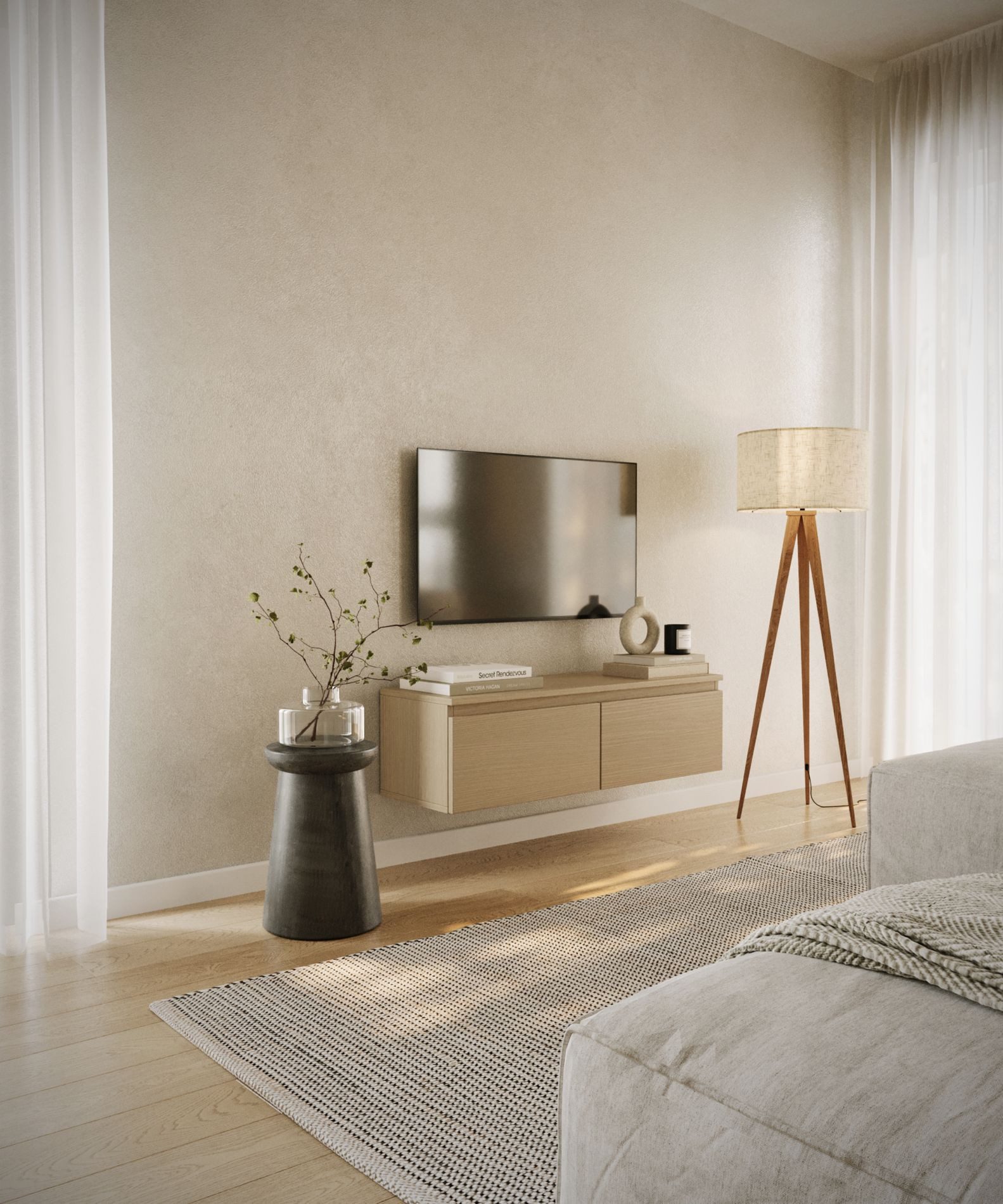 Selsey TV-Schrank BEMMI Hängendes TV-Möbel mit Klappenfächern, 4 Breiten, matt, minimalistisch