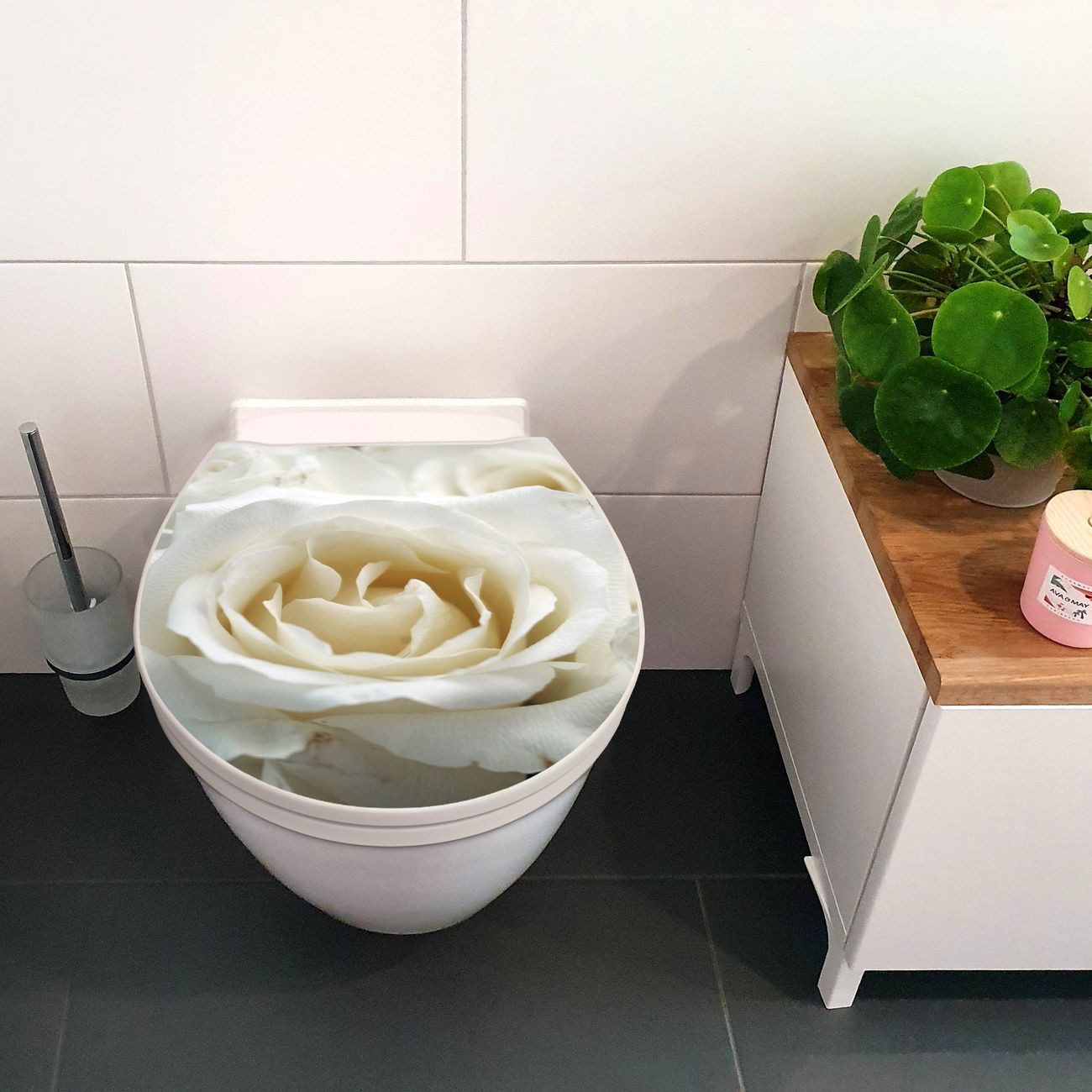 banjado WC-Sitz Motiv White Roses (umweltfreundliches günstig online kaufen