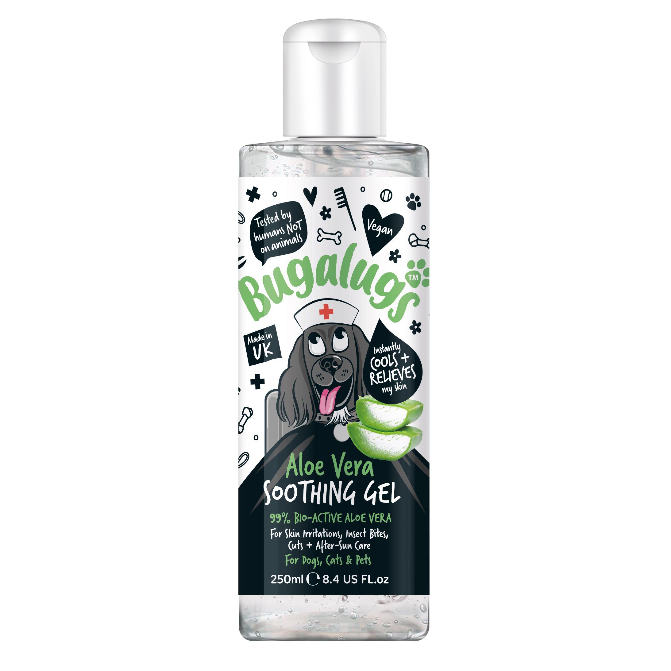 Bugalugs Fellpflege Bugalugs Hautpflege-Gel für Hunde und Katzen, 250 ml, (1-St), Hautpflege, für alle Haustiere, Erste Hilfe für Haustiere