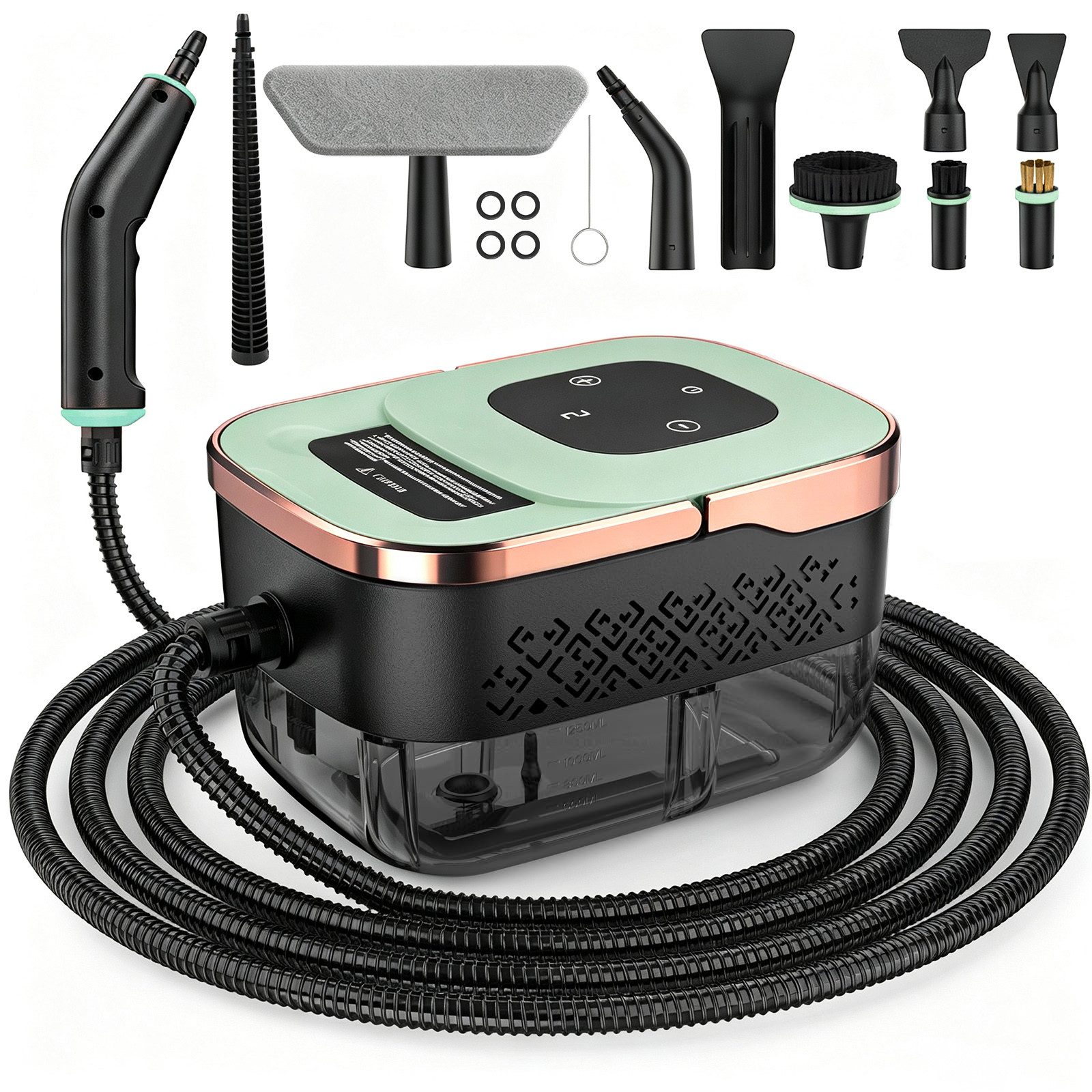 YADIMI Handdampfreiniger 1500W Tragbarer Dampfreiniger mit 1250 ml Wassertank, 1500 W, 6-stufige Leistungsregelung und 10-teiliges Zubehörset, Dampfreiniger für Böden, Küche, Fenster, Badezimmer und Auto