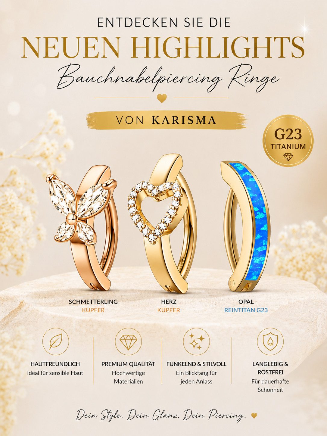 Karisma Schmuck Nasenpiercing Titan Hinged Nasenring Segmentring Charnier/Clicker Ring Kristall, Premium Zirkonia Stärke 1,0mm Frauenschmuck – Bild 4 von 4