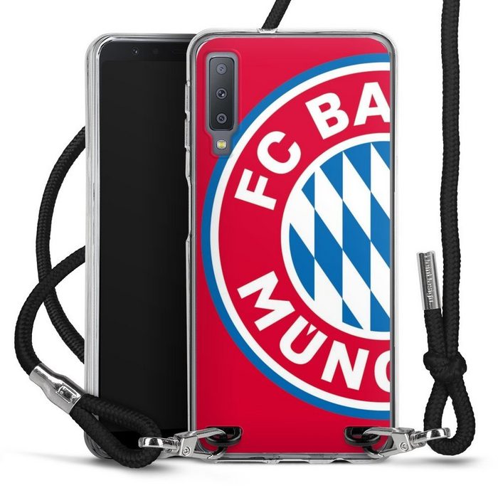 DeinDesign Handyhülle FC Bayern München Offizielles Lizenzprodukt FCB Großes FCB Logo Rot Samsung Galaxy A7 (2018) Handykette Hülle mit Band Case zum Umhängen