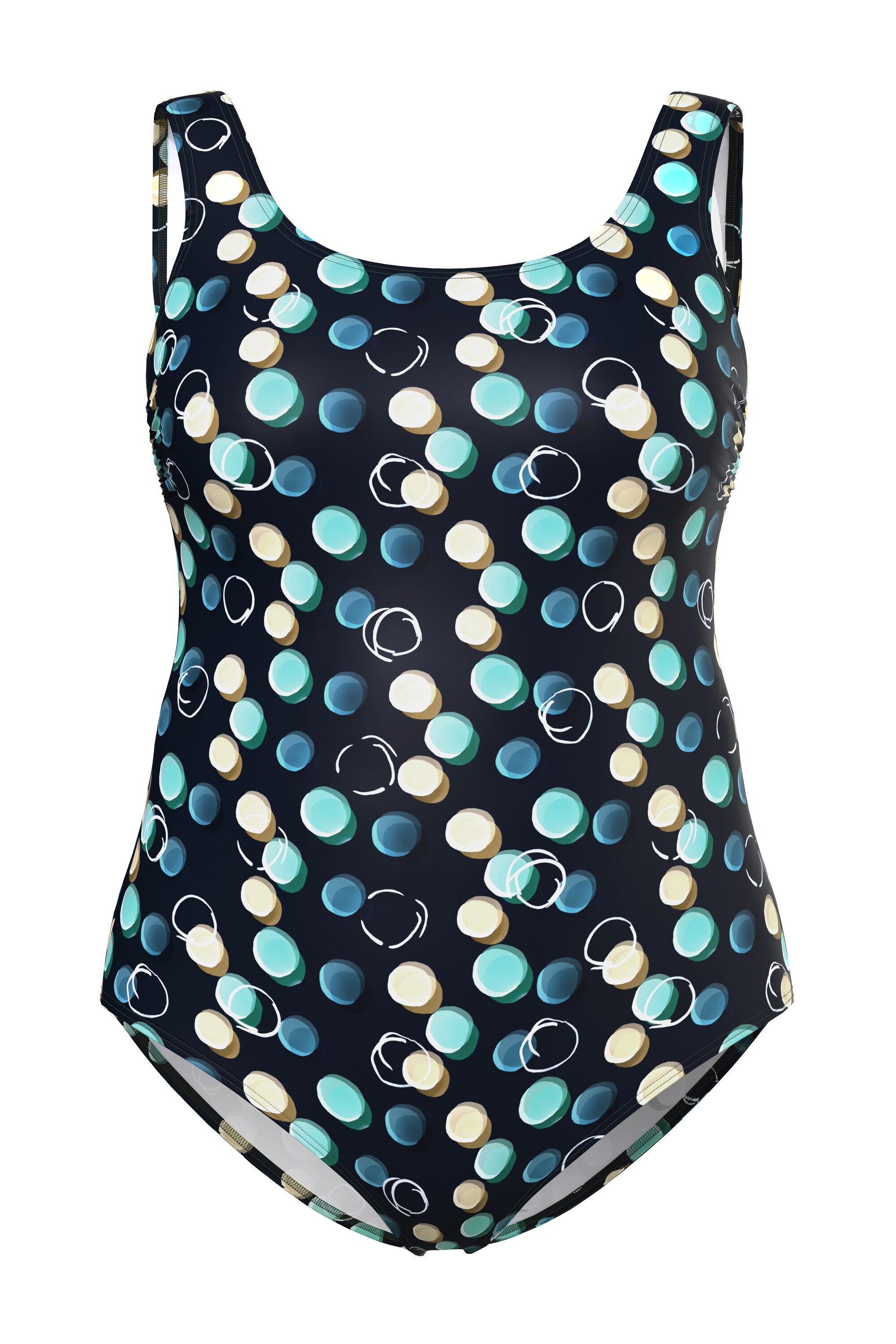 Ulla Popken Badeanzug Badeanzug Punkte ohne Softcups Rundhals günstig online kaufen