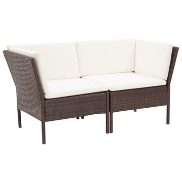 vidaXL Gartenlounge-Set 6-tlg. Garten-Lounge-Set mit Auflagen Poly Rattan Braun, (6-tlg)