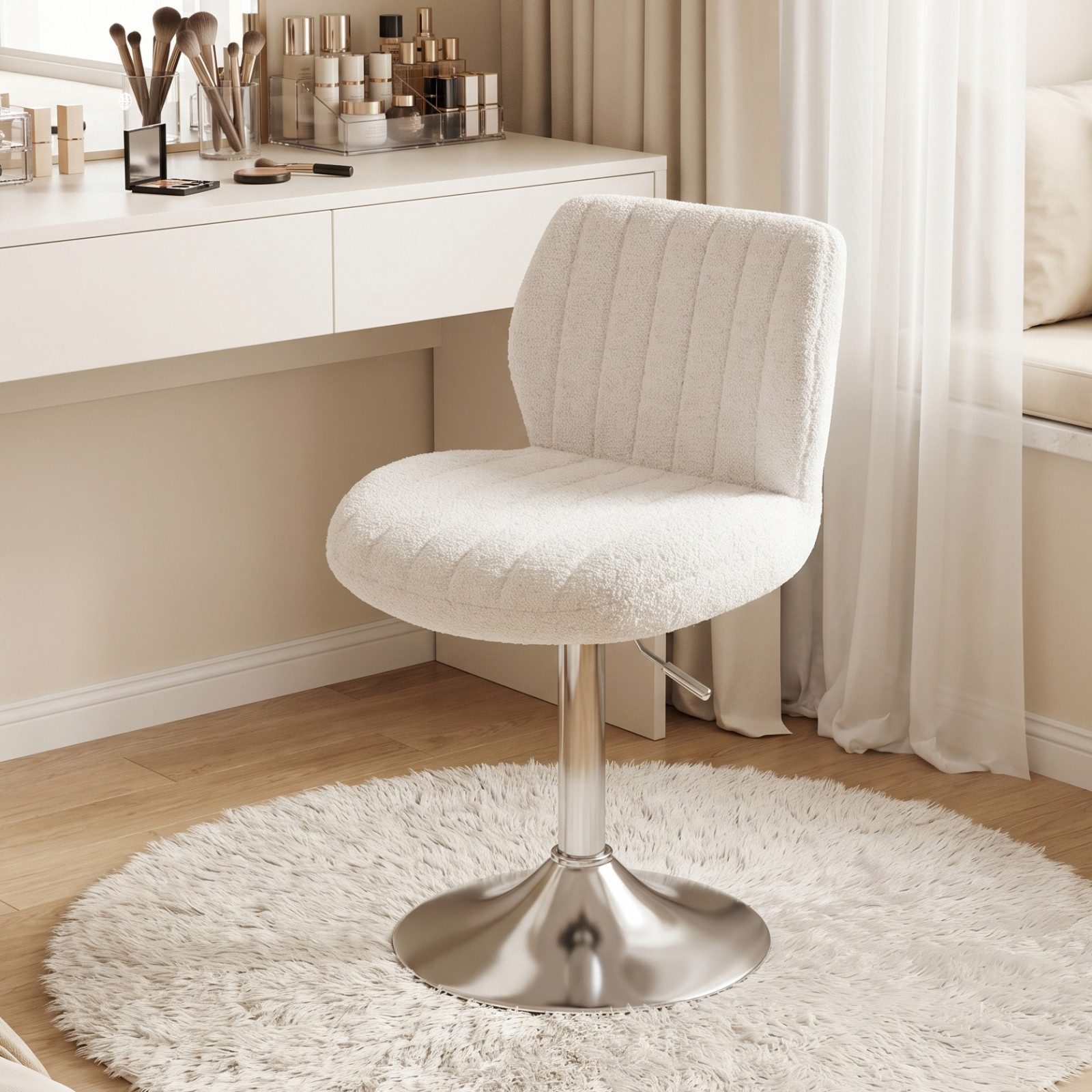 HOMALL Barhocker Höhenverstellbarer, um 360° drehbarer Friseurstuhl Drehstühle (1 St/2 St Barhocker und Schminkstuihle mit doppelter Polsterung, geeignet fur Schminktische, Schlafzimmer, Arbeitszimmer und Esszimmer)