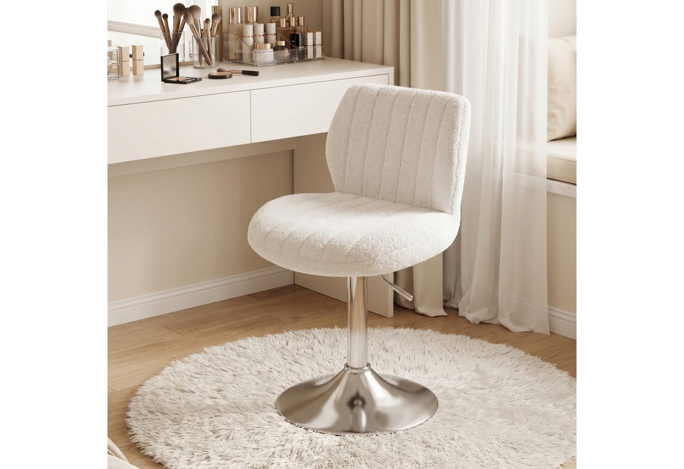 HOMALL Barhocker Höhenverstellbarer, um 360° drehbarer Friseurstuhl Drehstühle (1 St/2 St Barhocker und Schminkstuihle mit doppelter Polsterung, geeignet fur Schminktische, Schlafzimmer, Arbeitszimmer und Esszimmer)