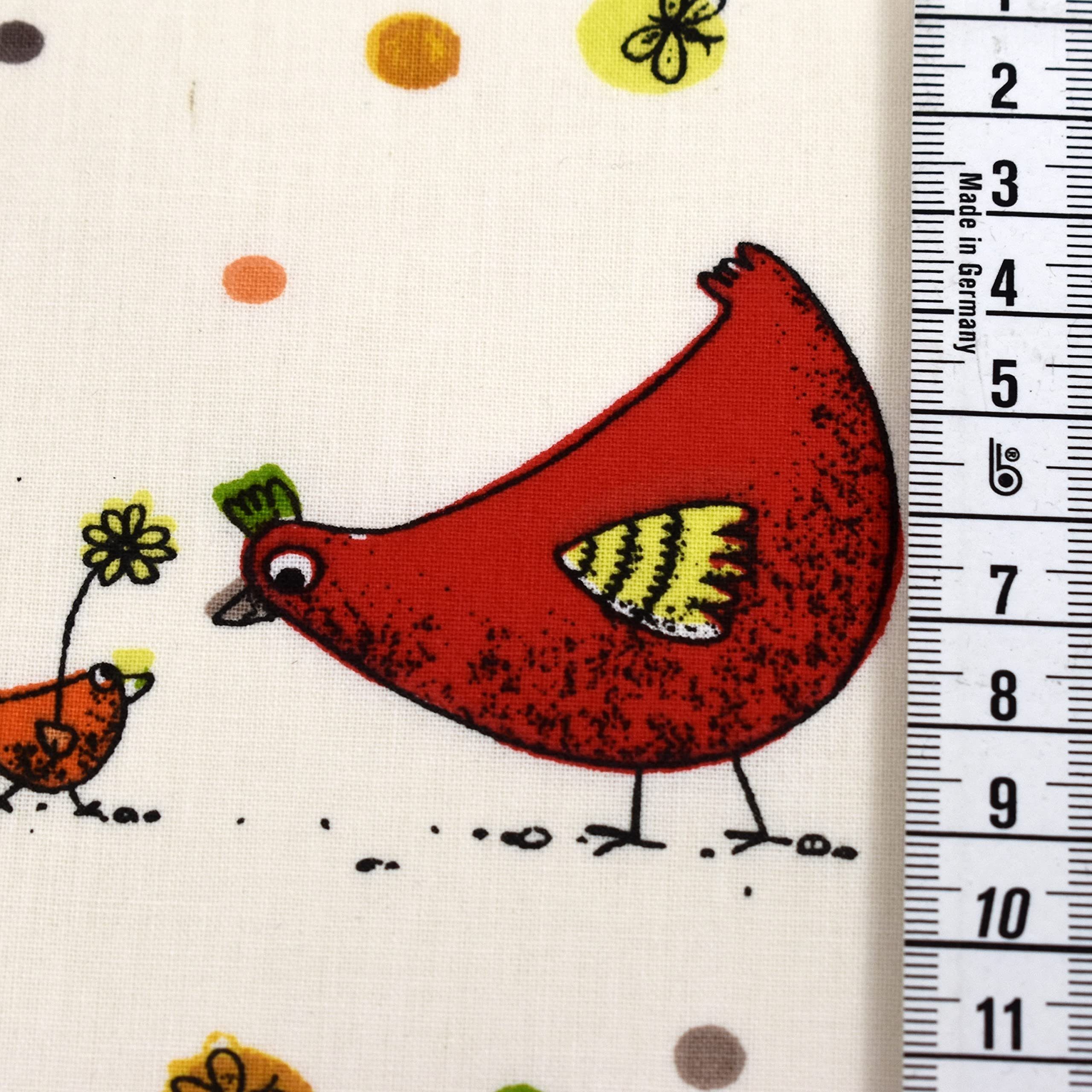 MAGAM-Stoffe Stoff "Lotte Bunte Hühner", Kinder Baumwollstoff ÖKO-TEX Meterware ab 50cm