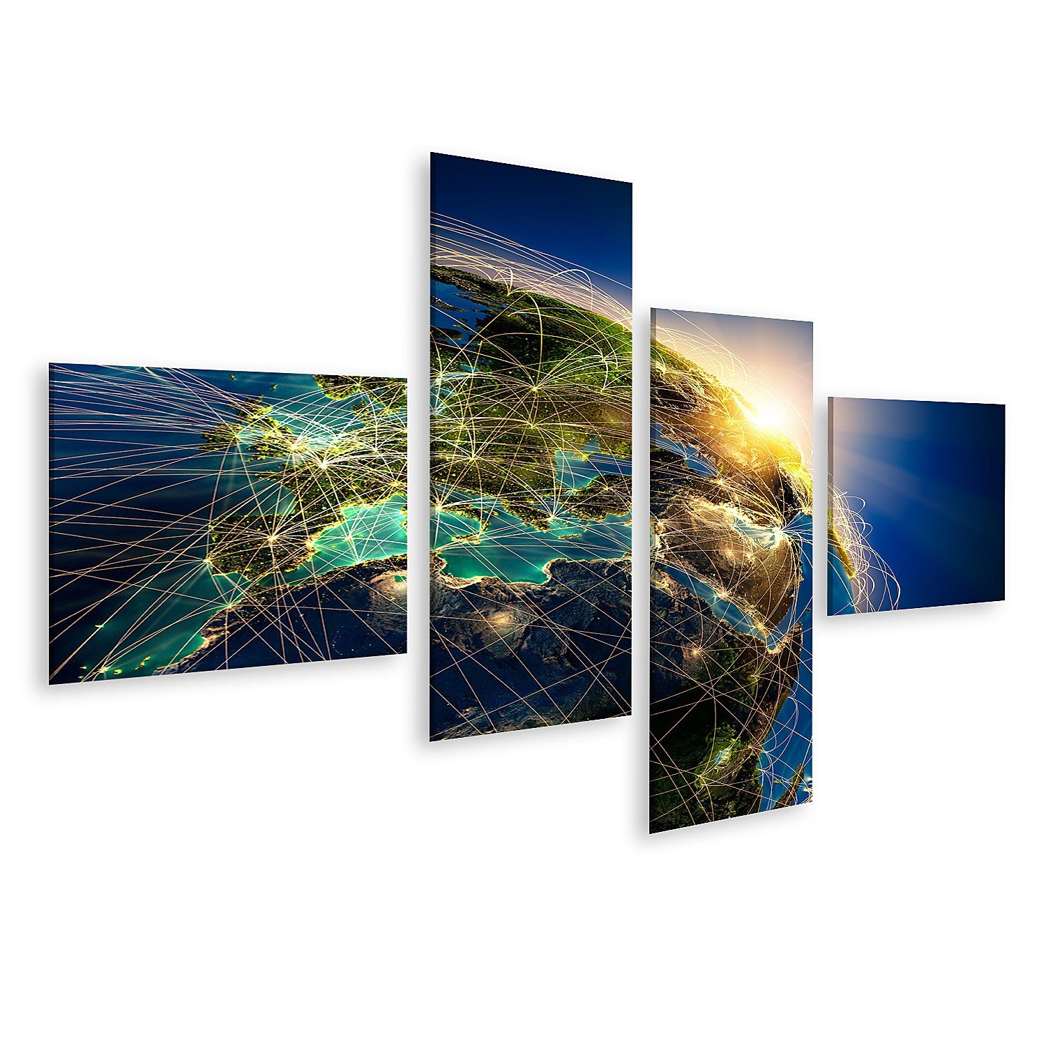 islandburner Leinwandbild Bild auf Leinwand Hochdetaillierter Planet Erde Bei Nacht Beleuchtet V