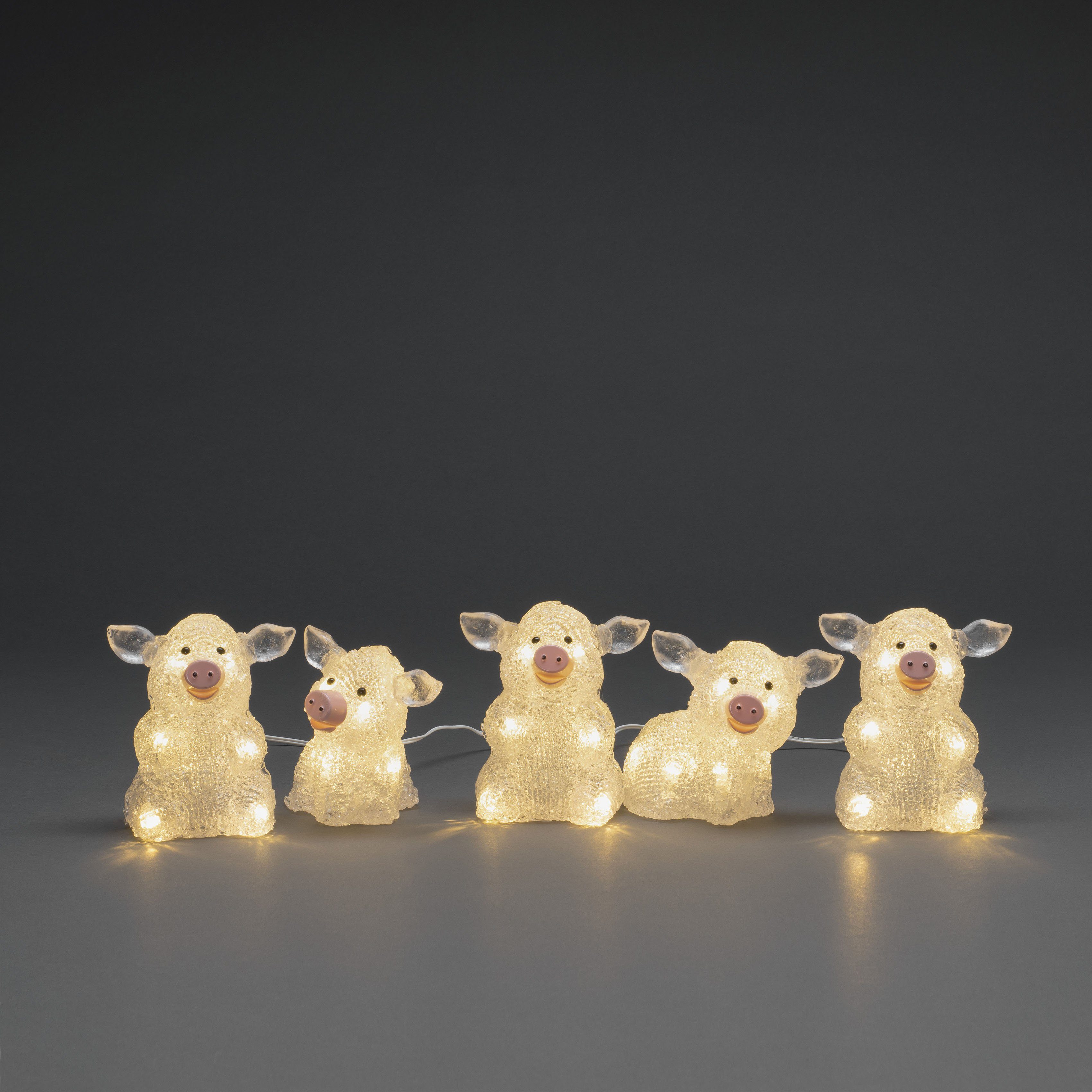 KONSTSMIDE LED-Lichterkette Schwein, 40-flammig, LED Acryl Schweine 5-er Se günstig online kaufen