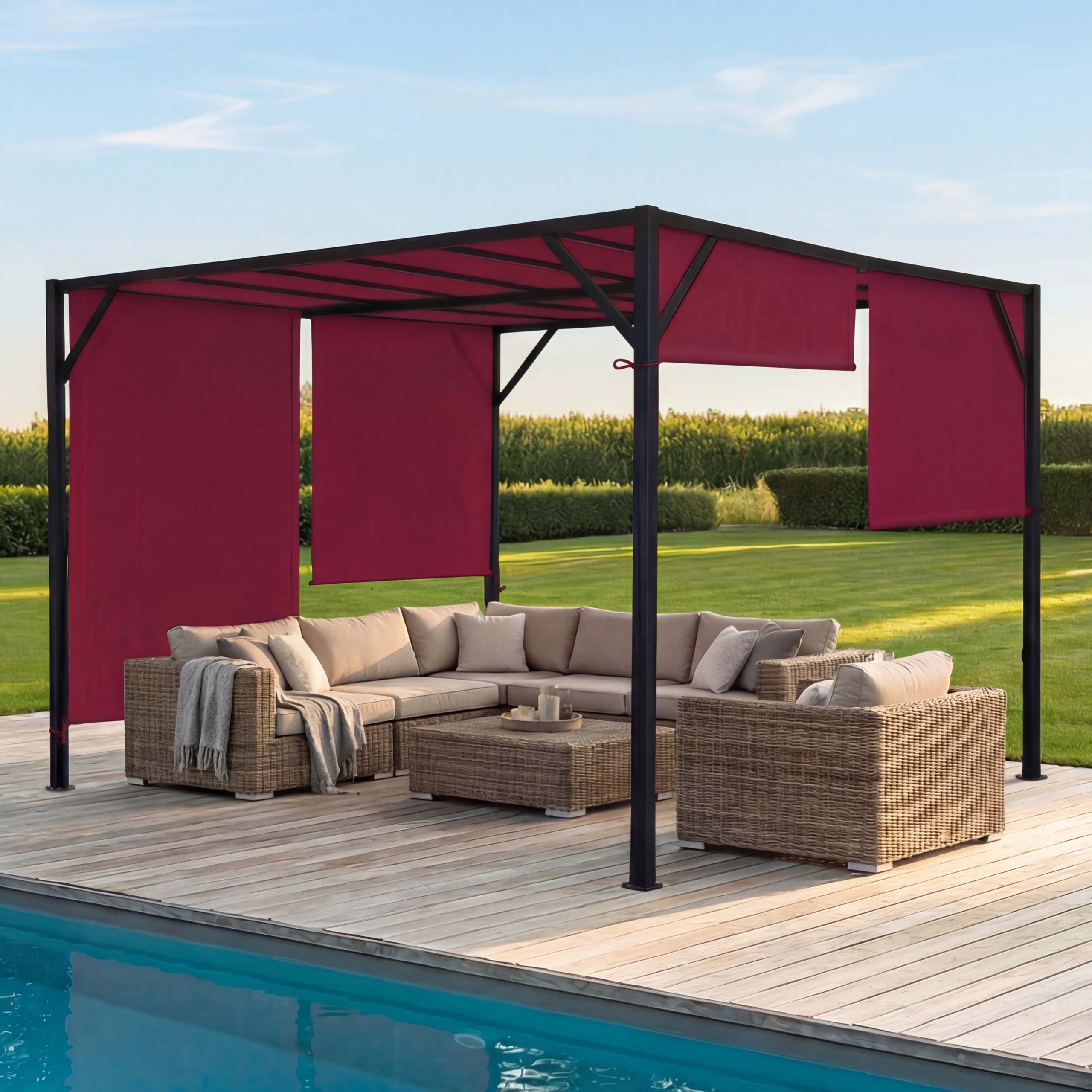 MCW Pergola Beja-4x4, BxTxH: 405x405x212 cm, mit Schiebedach, mit Wasserablaufösen, UV-Schutz UV30+