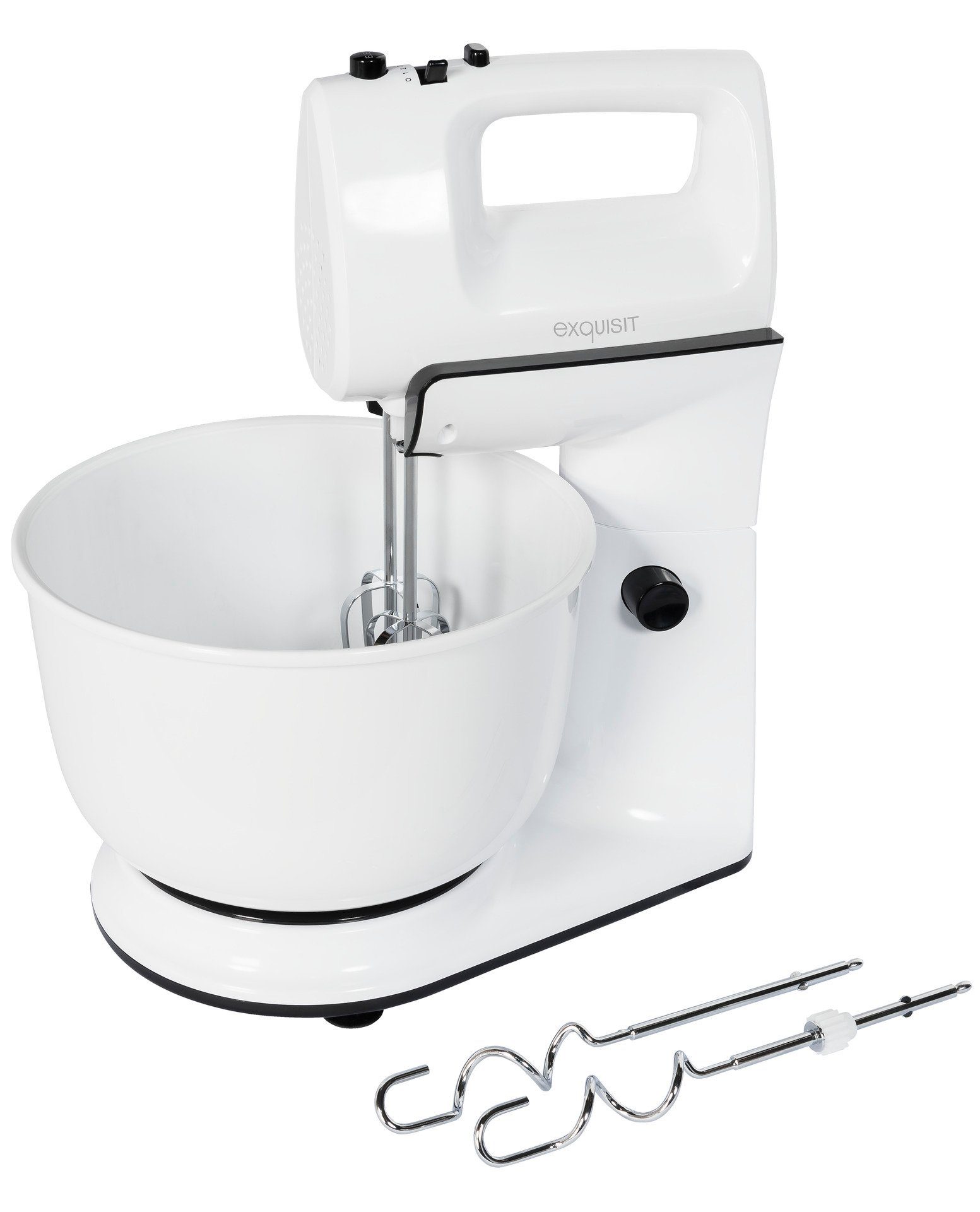 exquisit Küchenmaschine, 300 W, 3,80 l Schüssel, Edelstahlquirle und Knethaken
