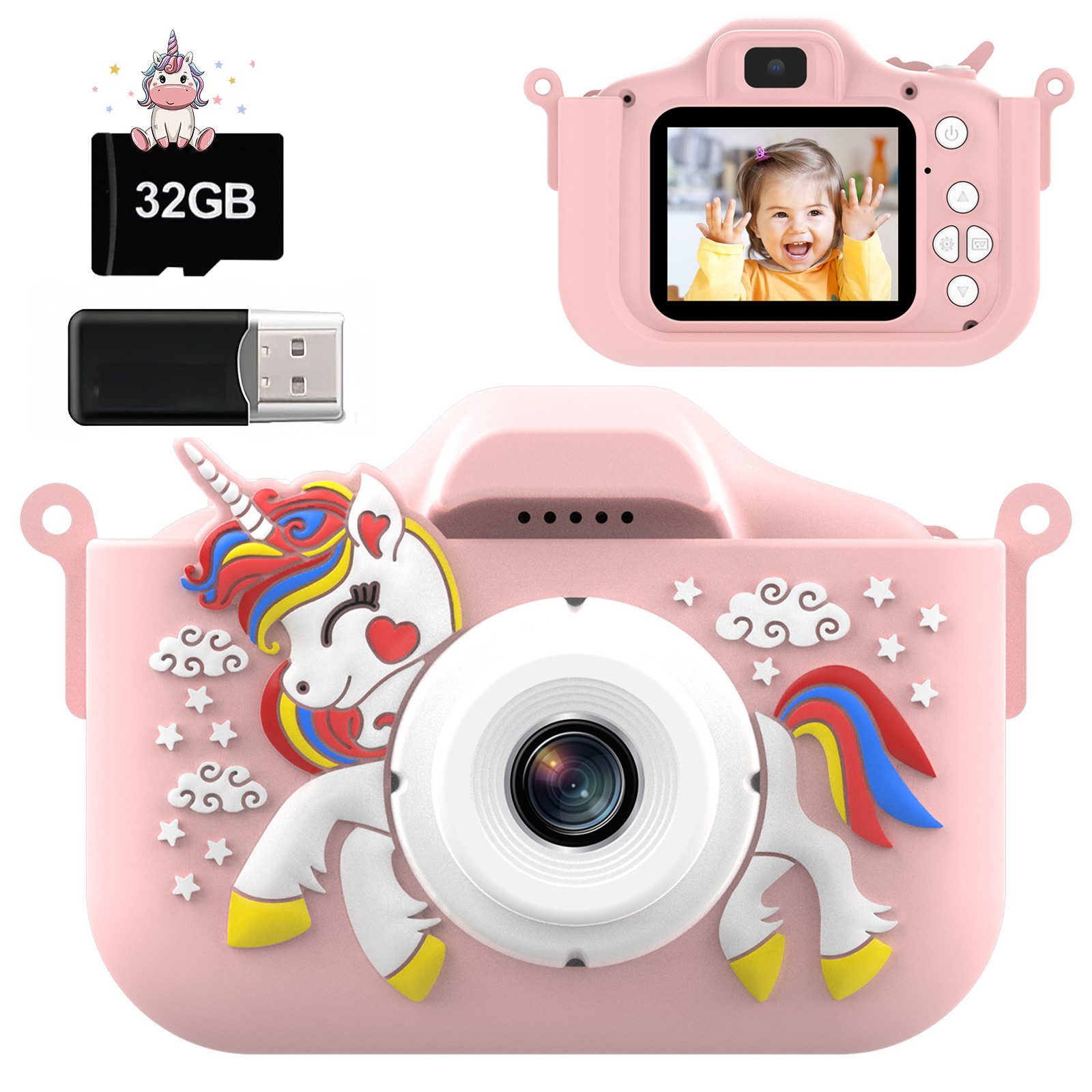 X10S Digitalkamera 1080p HD Multifunktionale Mini Unicorn Kamera Kinderkamera