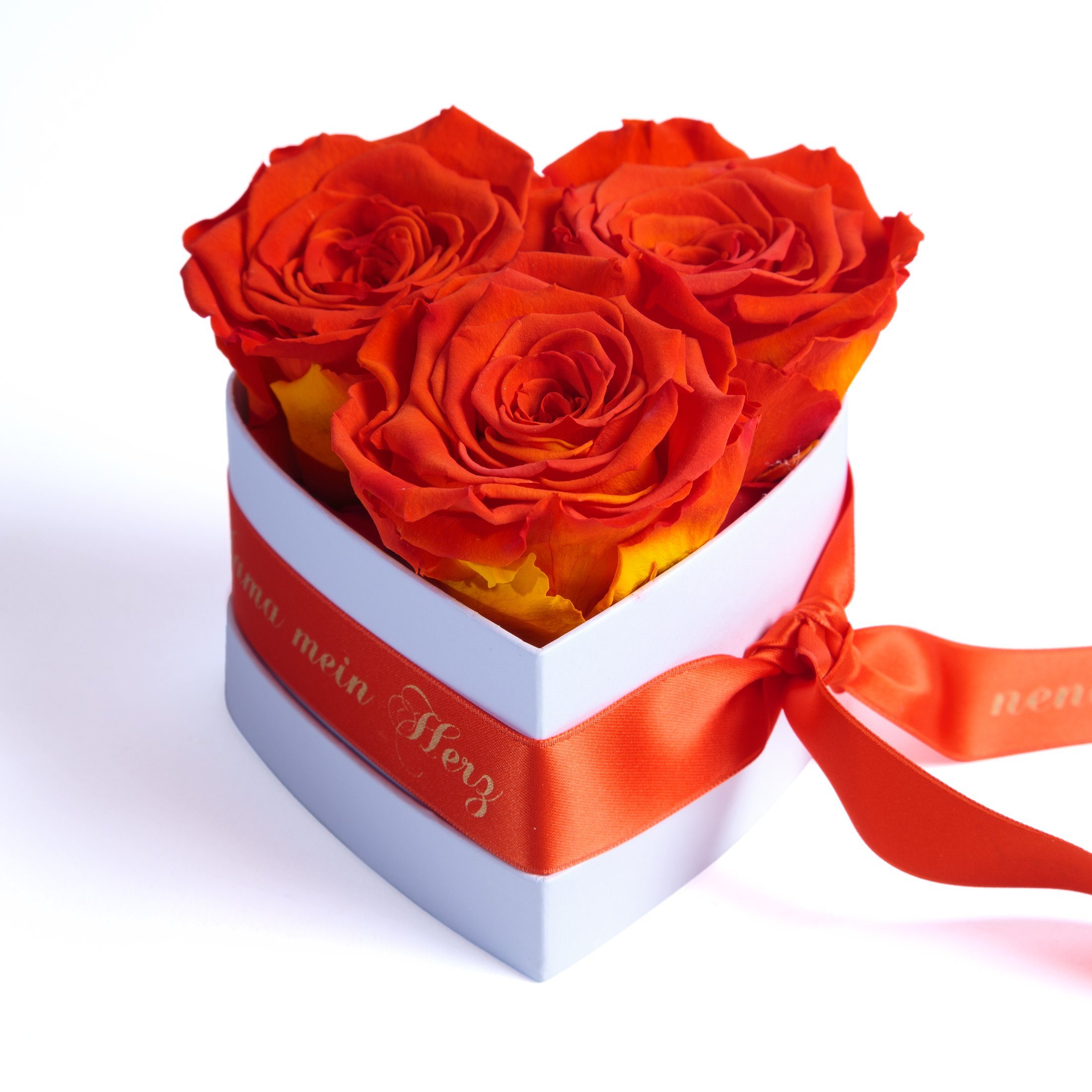 Kunstblume Mama Geschenk Du bist mein Herz Box 3 unendliche Rosen Rose, ROSEMARIE SCHULZ Heidelberg, Höhe 10 cm, echte Blumen 3 Jahre haltbar, Made in Germany