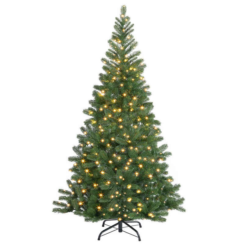 Casaria Künstlicher Weihnachtsbaum, 140 cm LED Lichterkette Edeltanne 470 Spitzen Naturgetreu Metallständer Weihnachten Tannenbaum Christbaum PE Grün
