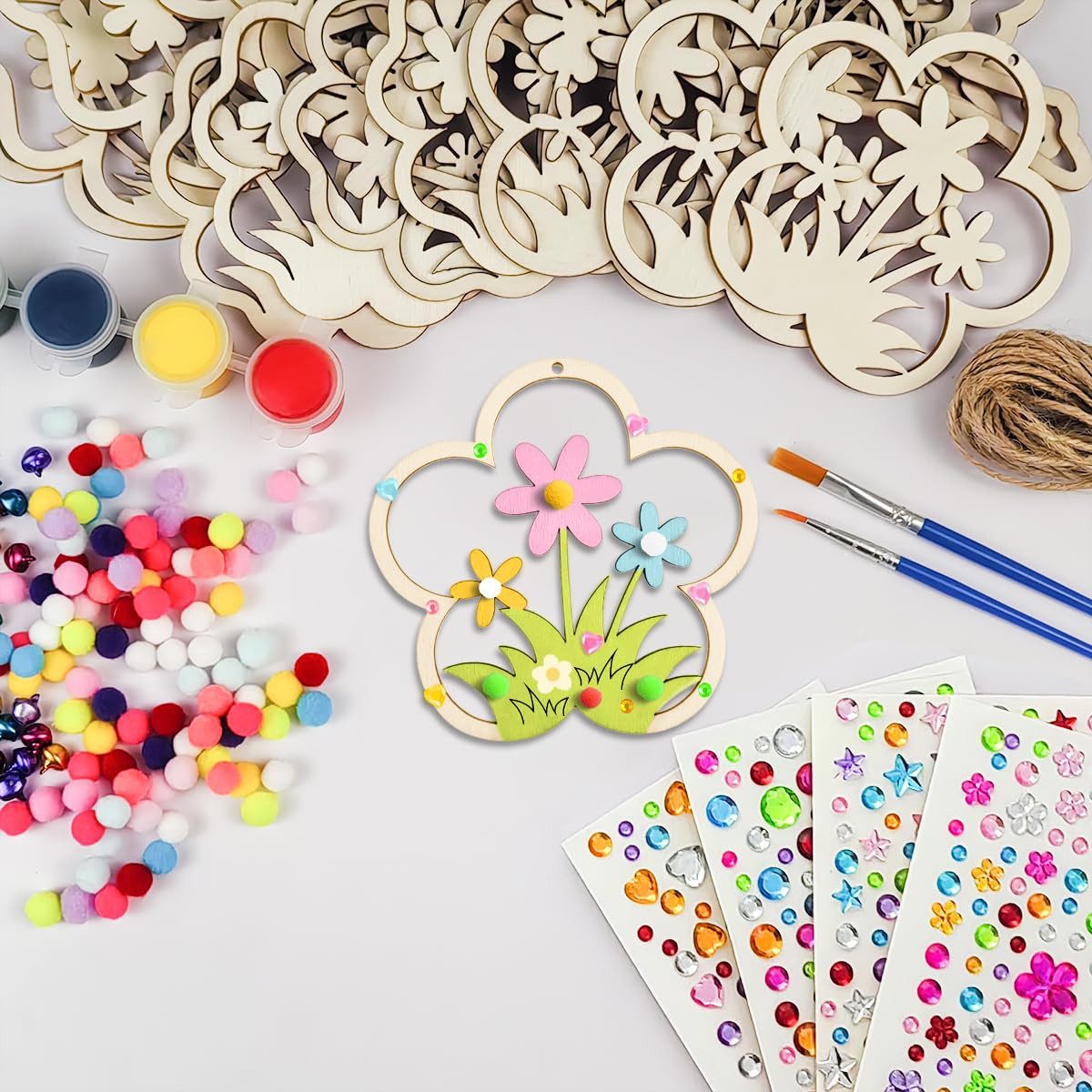 FOUORTUNATE-BEE Kreativset 129 Stück Bastelsets Kinder Holz Schmetterling Deko, (Basteln Mädchen ab 6 Jahre, Kindergeburtstag, Basteln DIY Bemalen, Kreativ Geburtstag Geschenk, Geschenkidee)