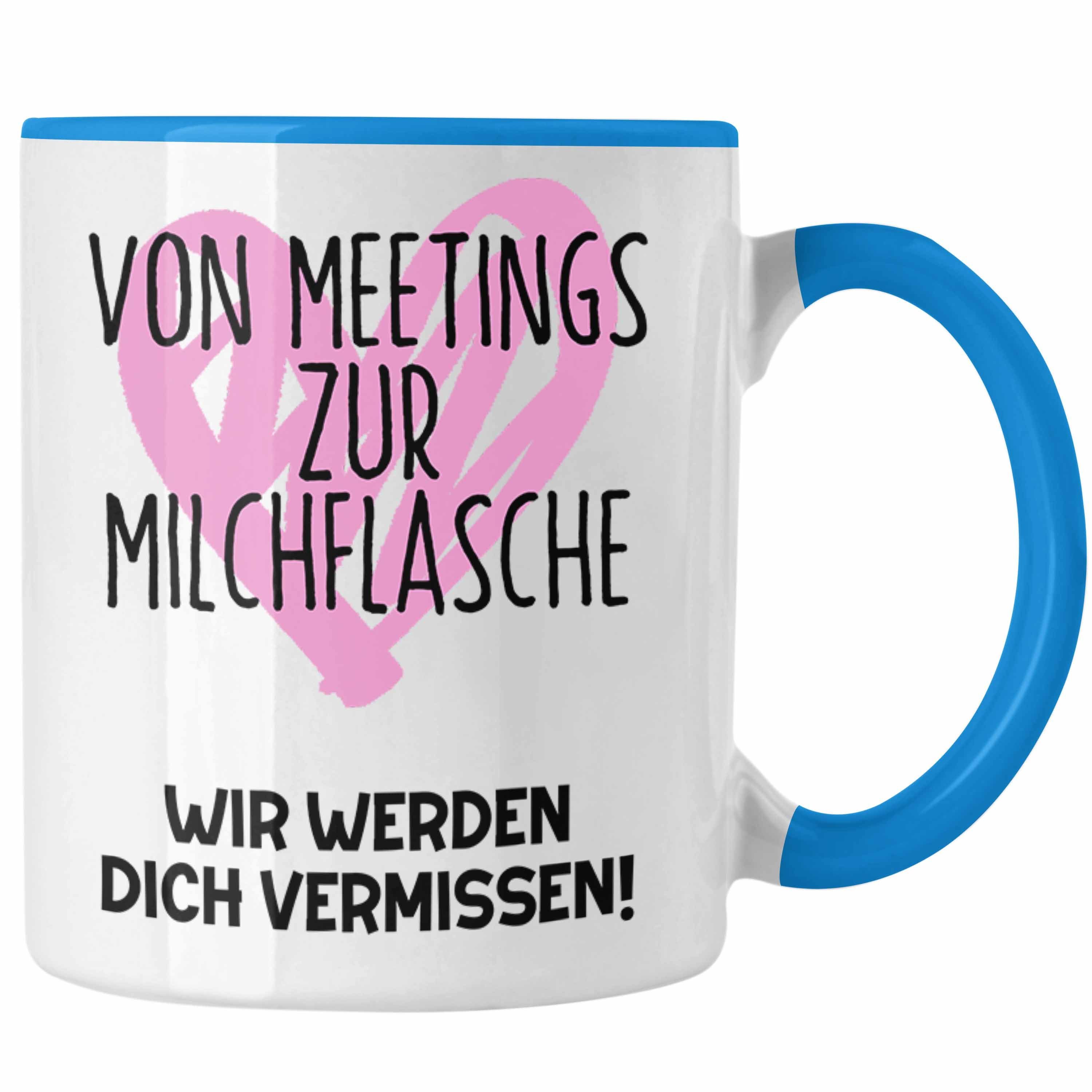 Trendation Tasse Mutterschutz Geschenk Kollegin Tasse Abschied Werdende Mama Abschieds Blau