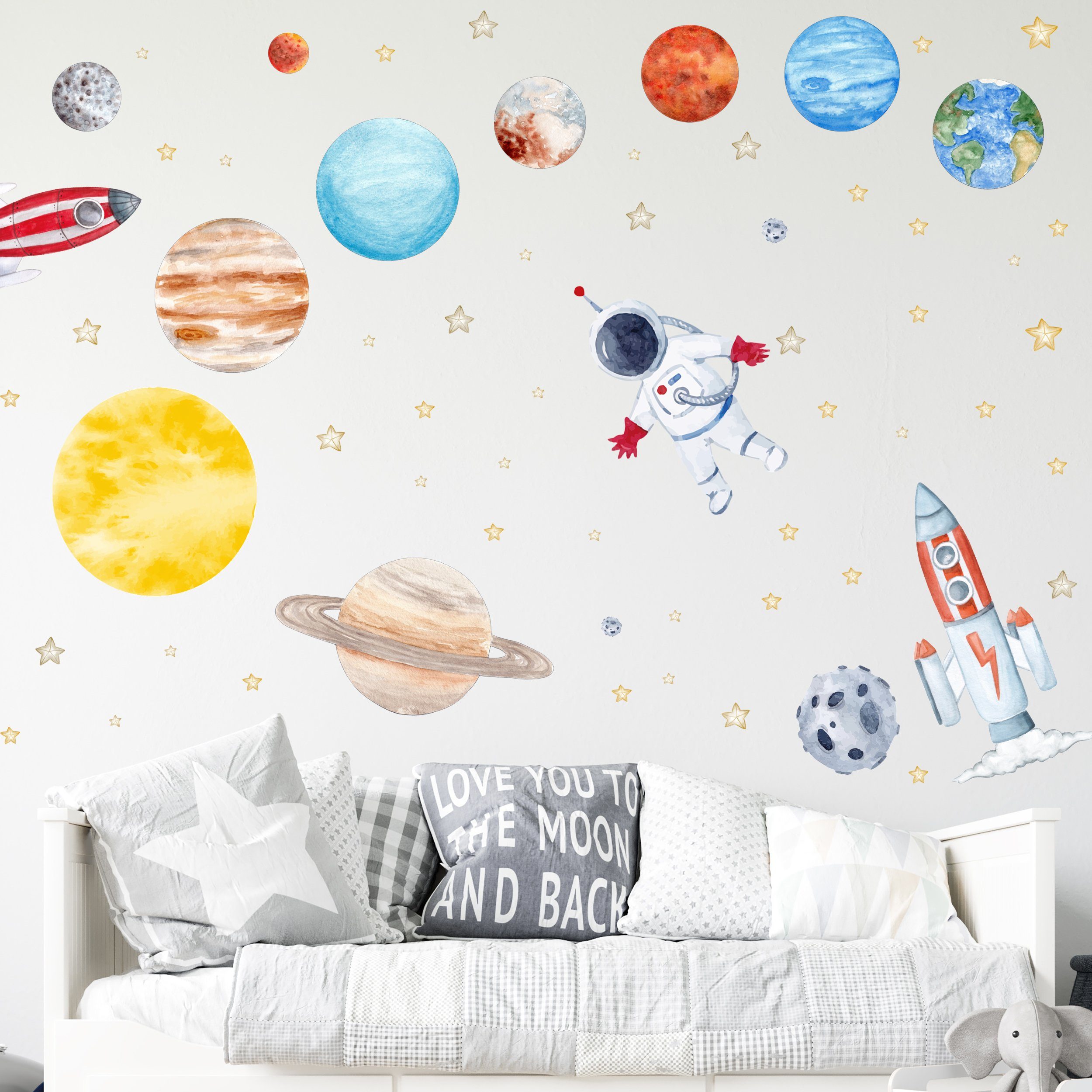 WANDKIND Wandtattoo Sonnensystem V315 Astronaut Planeten günstig online kaufen