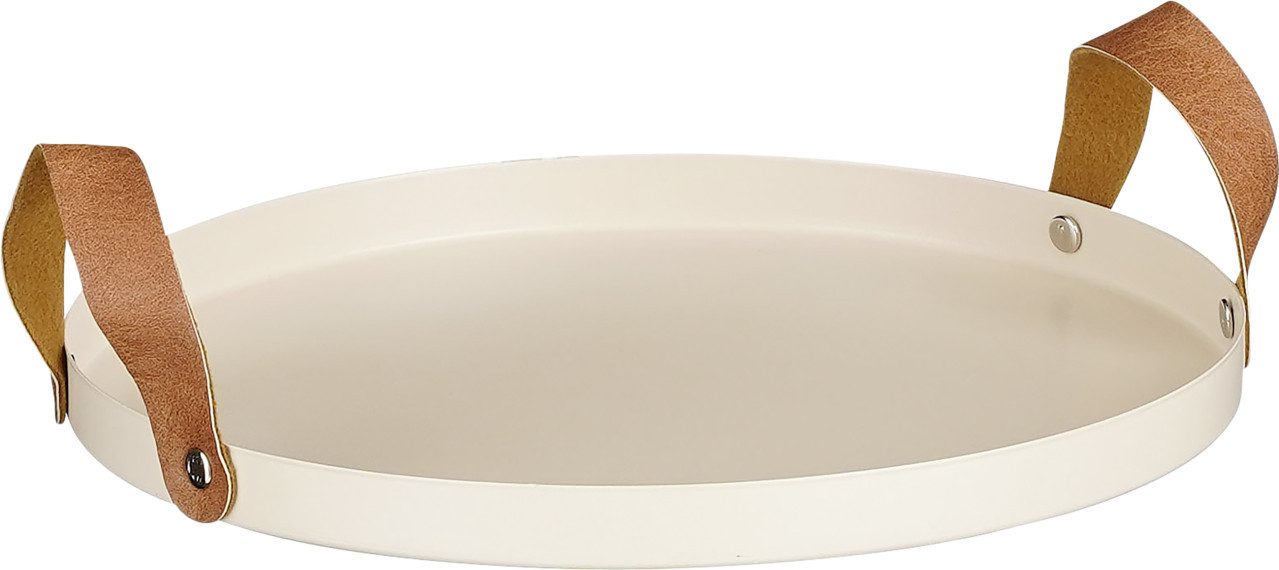 Dekotablett Mica Tablett Cadiz rund beige aus Eisen Ø 25 cm