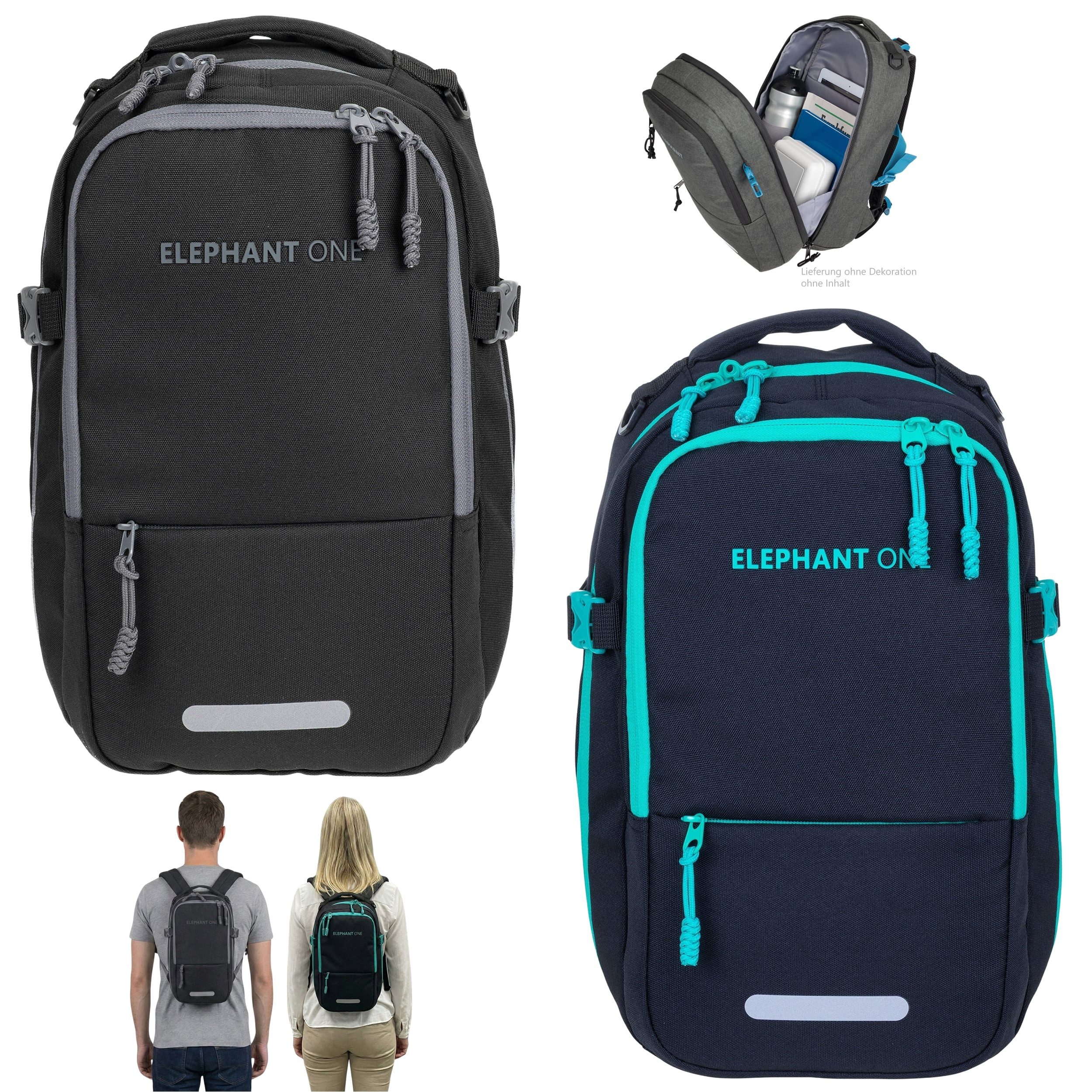 ELEPHANT Reiserucksack klein Handgepäck Flugzeug Laptopfach Rucksack (Set, inkl. Koffergurt), für Ryanair 40x25x20 cm 20 L Gepäck Travel ECO small 13131 + Gurt