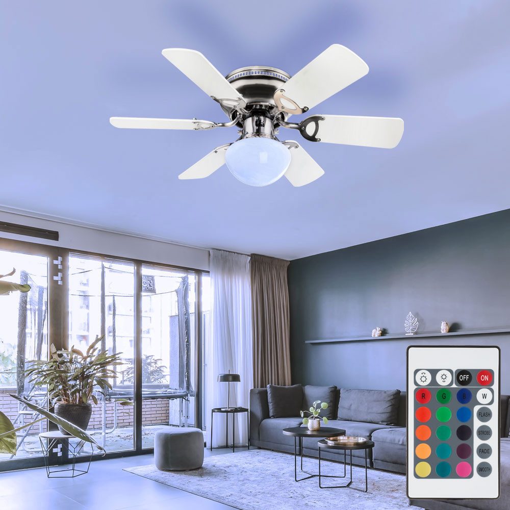 etc-shop Deckenventilator, LED Deckenventilator mit RGB-Farbwechsler Fernbedienung 3 Stufen