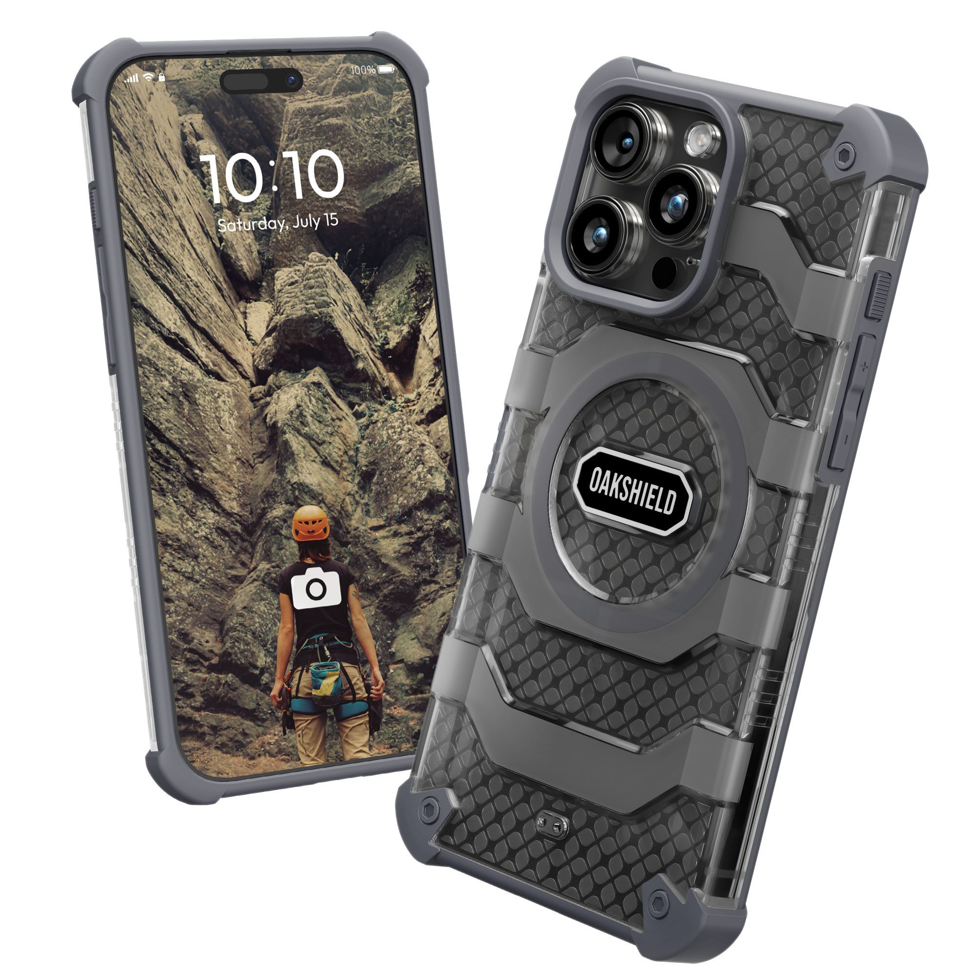 Oakshield Handyhülle Handyhülle für Iphone 15 Pro Max Hülle kompatibel mit MagSafe-Zubehör, Schutzhülle - Falltest nach Militärstandard - Grau