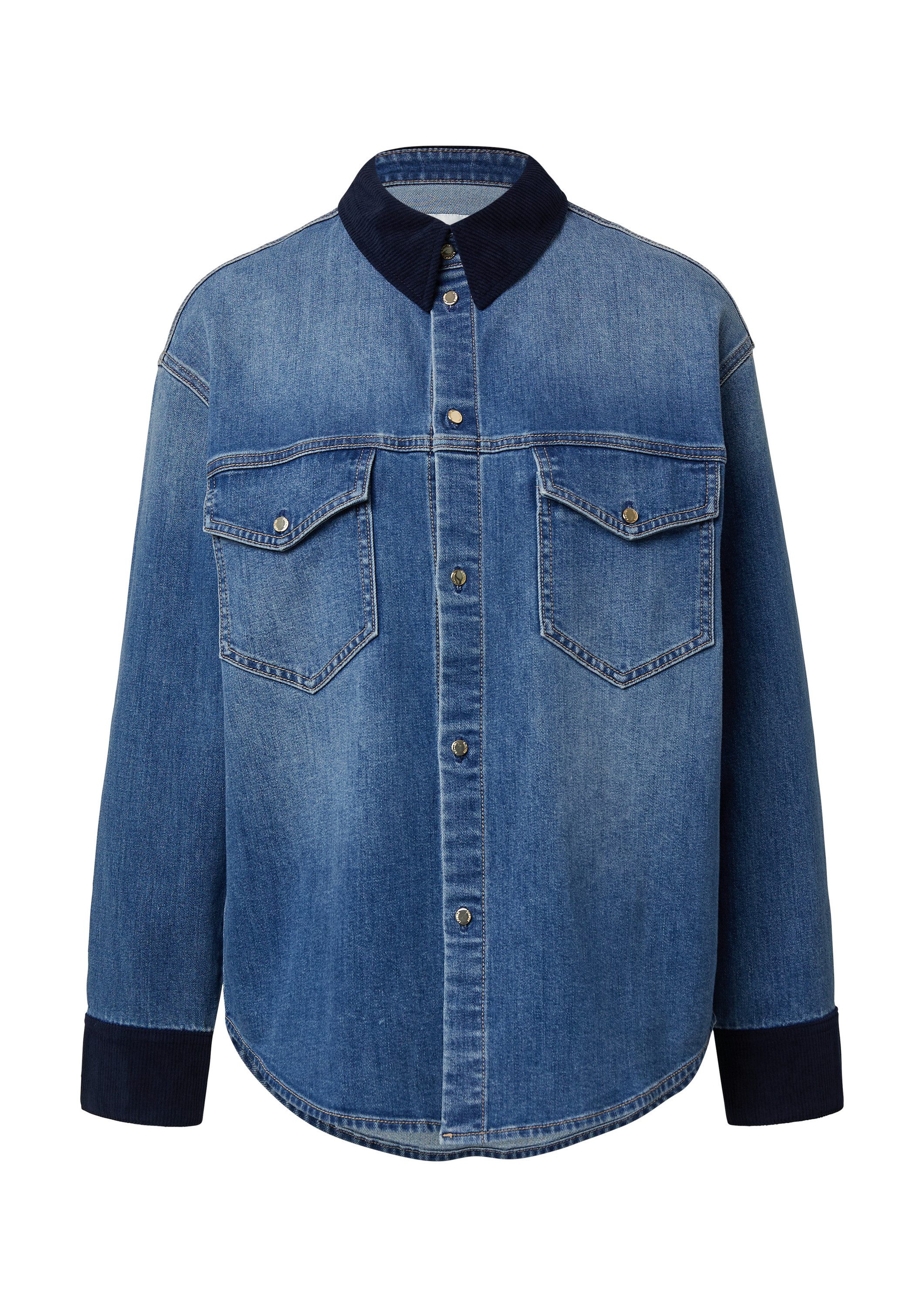 s.Oliver Langarmbluse Bluse Denim-Overshirt mit Cord-Details günstig online kaufen