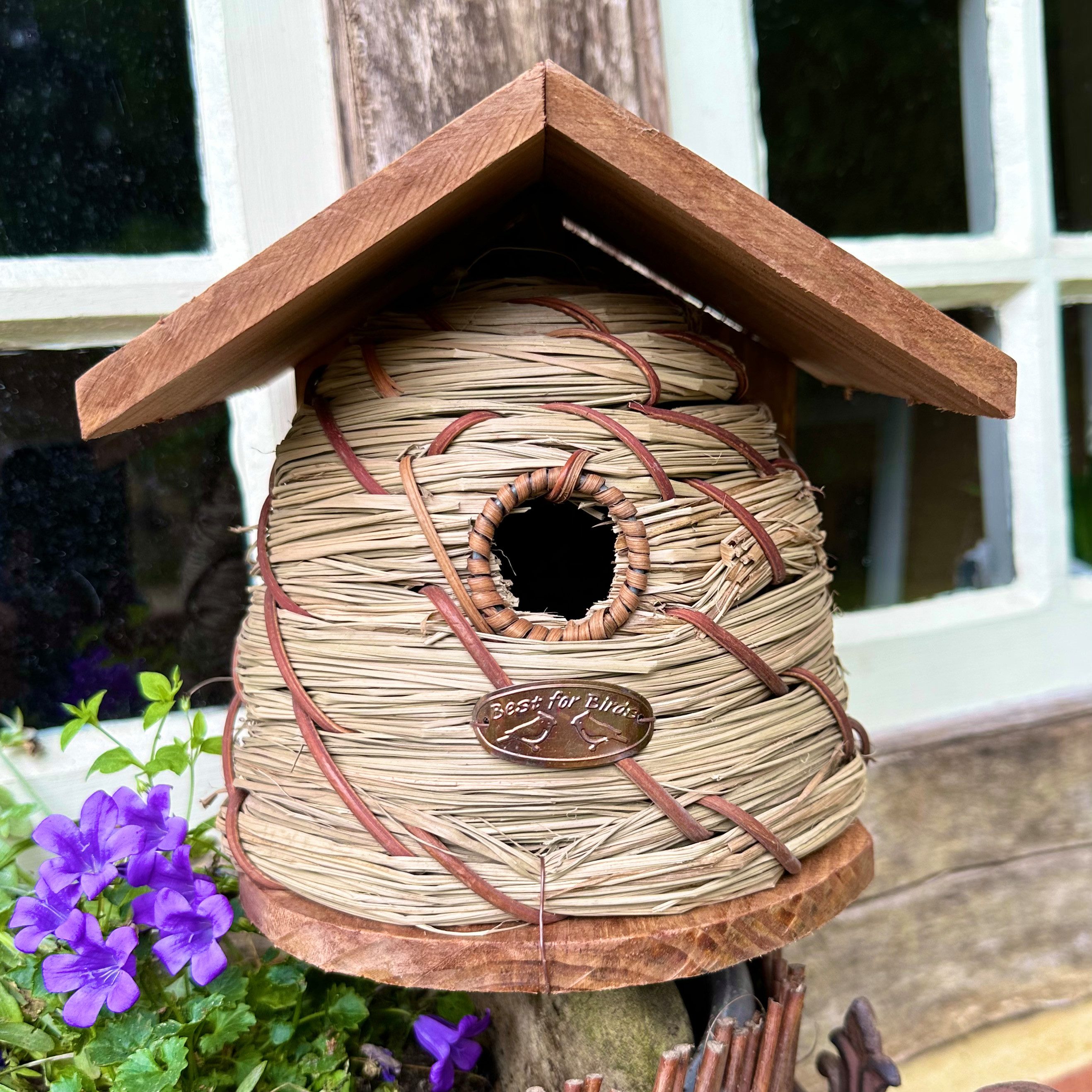 Antikas Futterstation Nistkasten aus Holz, Stroh, Bienenkorb, Vogel-Nisthilfe