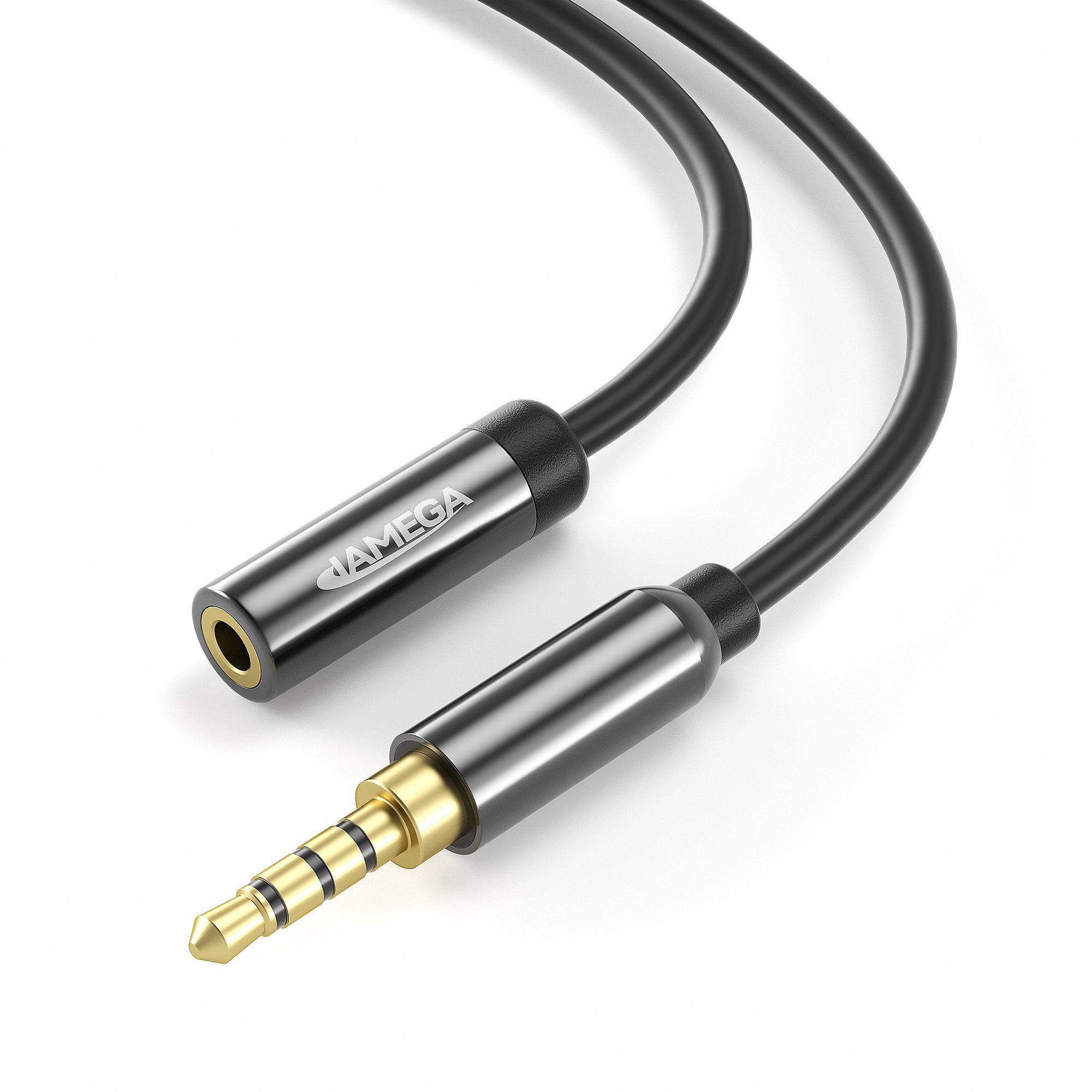 JAMEGA AUX Verlängerungskabel 4 Polig TRRS 3,5mm Klinke Stecker zu 3,5mm Audio-Kabel, 3,5mm Klinkenstecker 4 Polig, 3,5mm Klinken Buchse (100 cm)