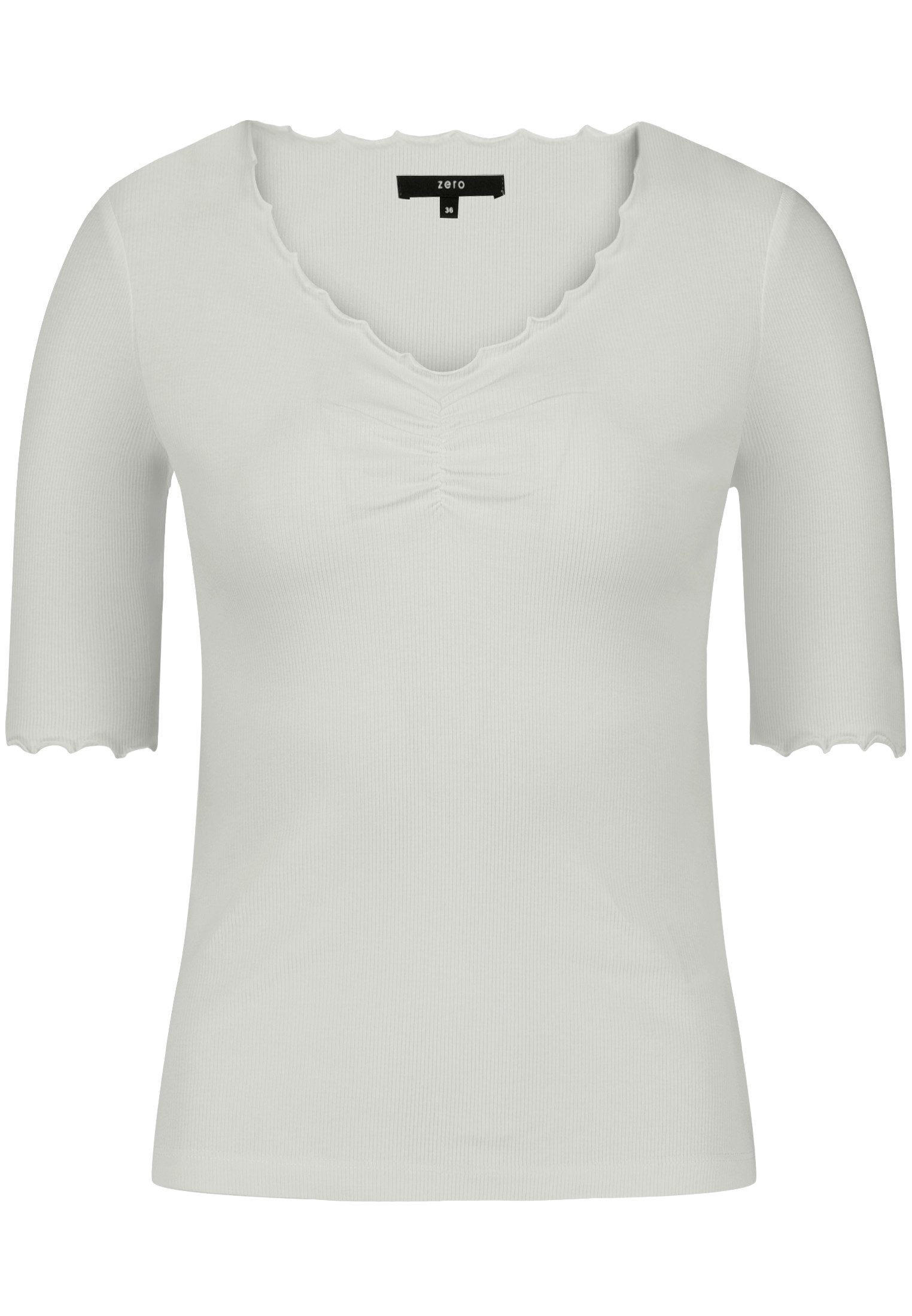 Zero Kurzarmshirt Damen mit Raffung (1-tlg) Raffung