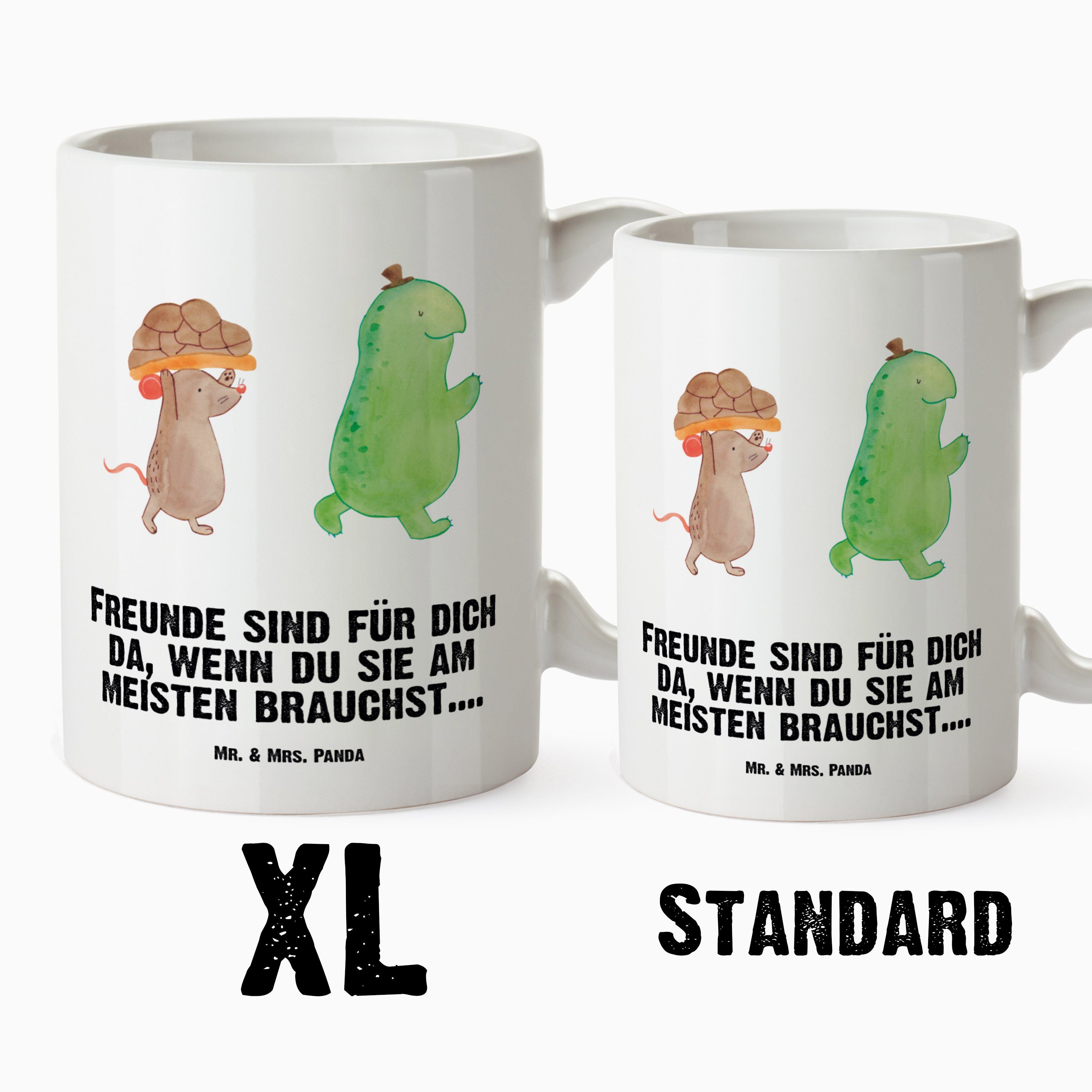 XL Tasse - Mr. XL Keramik Schildkröte & Beche, Geschenk, Tasse, Panda Tasse & Weiß Maus XL Mrs. Große - Tasse,