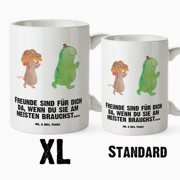 Mr. & Mrs. Panda Tasse Schildkröte Maus - Weiß - Geschenk, XL Tasse, Große Tasse, XL Becher, XL Tasse Keramik, Prächtiger Farbdruck