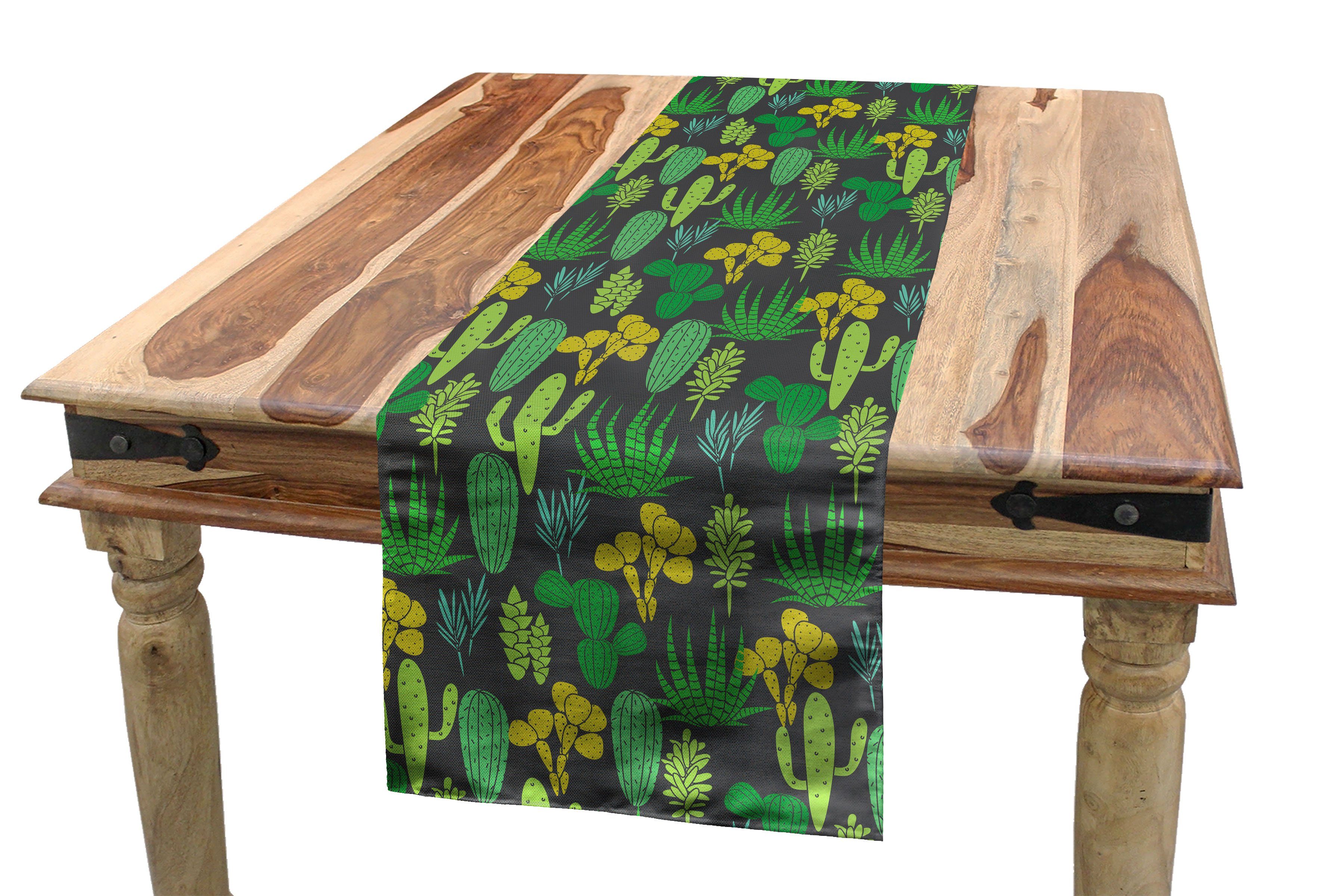 Abakuhaus Tischläufer Esszimmer Küche Rechteckiger Dekorativer Tischläufer, Cactus Wüste Sukkulenten Pflanzenarten