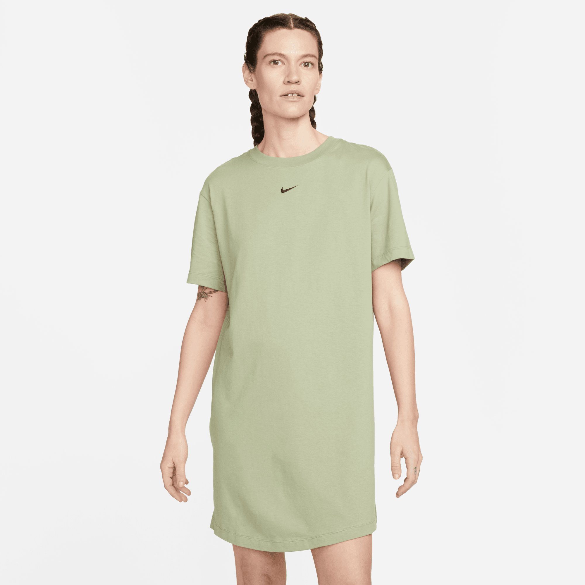 Nike ESSENTIAL GREEN/BLACK Sportswear DRESS OIL Sommerkleid WOMEN'S SHORT-SLEEVE