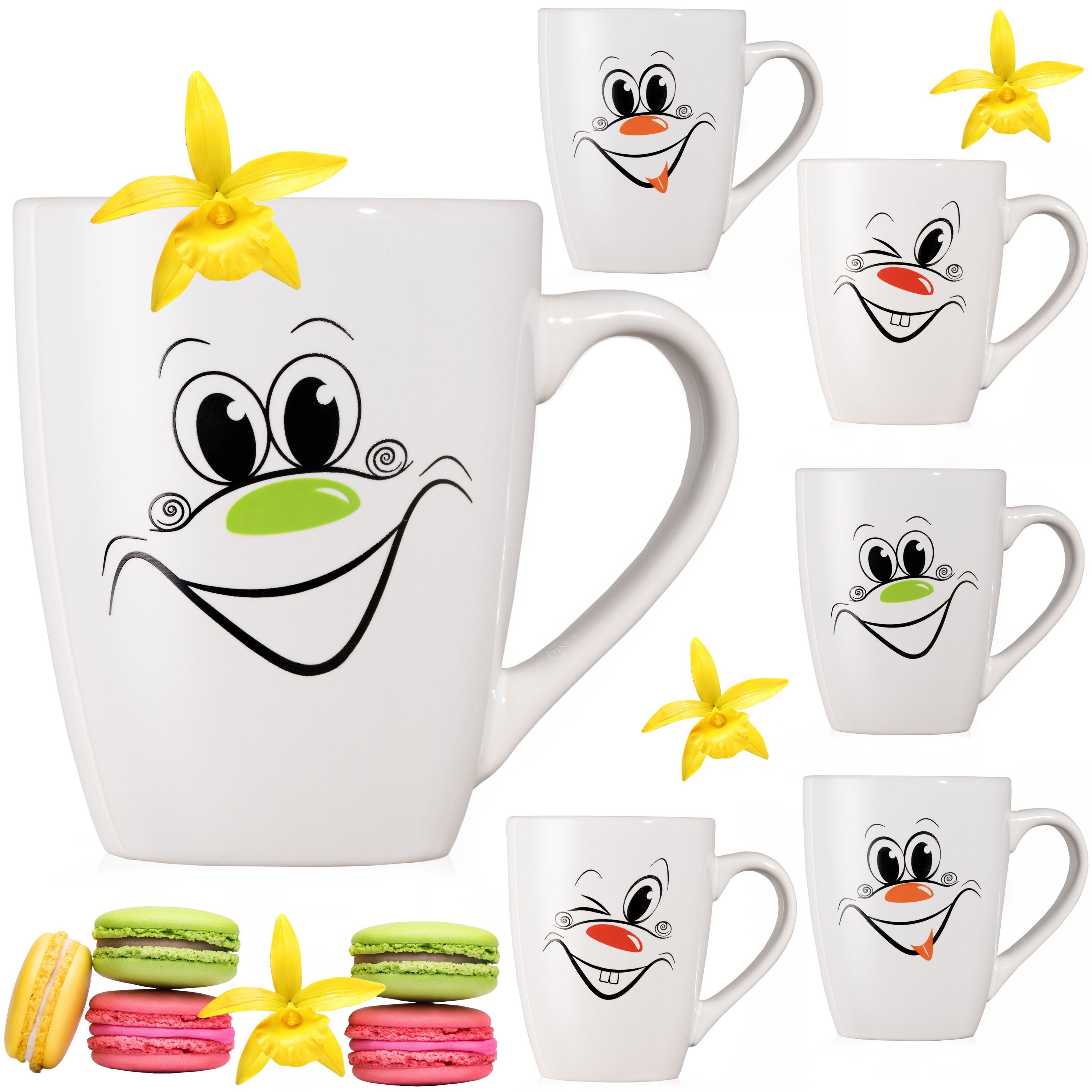Teebecher Motiv Teetasse Gesichter Tasse mit 250ml Lustige PLATINUX Lustig Karneval Kaffeetassen, Kaffeebecher Keramik,