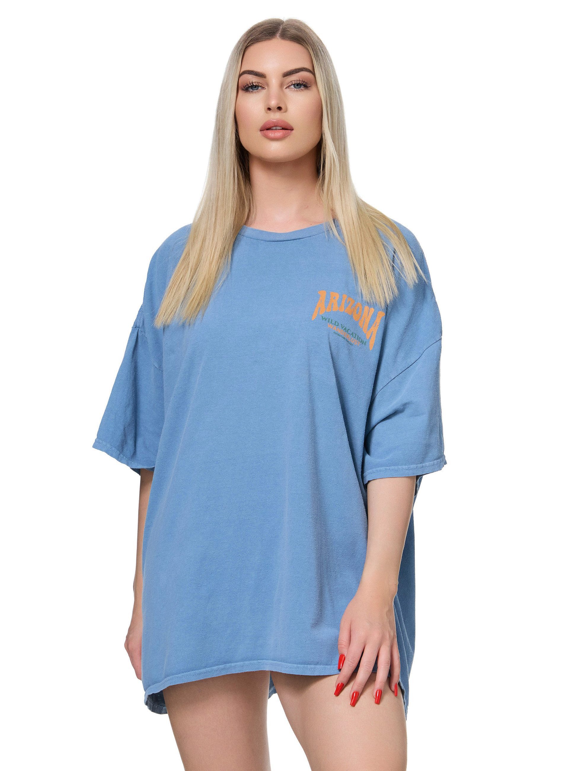 Worldclassca T-Shirt Worldclassca Oversized Print ARIZONA T-Shirt lang Sommer Oberteil Baumwolle – Bild 5 von 5