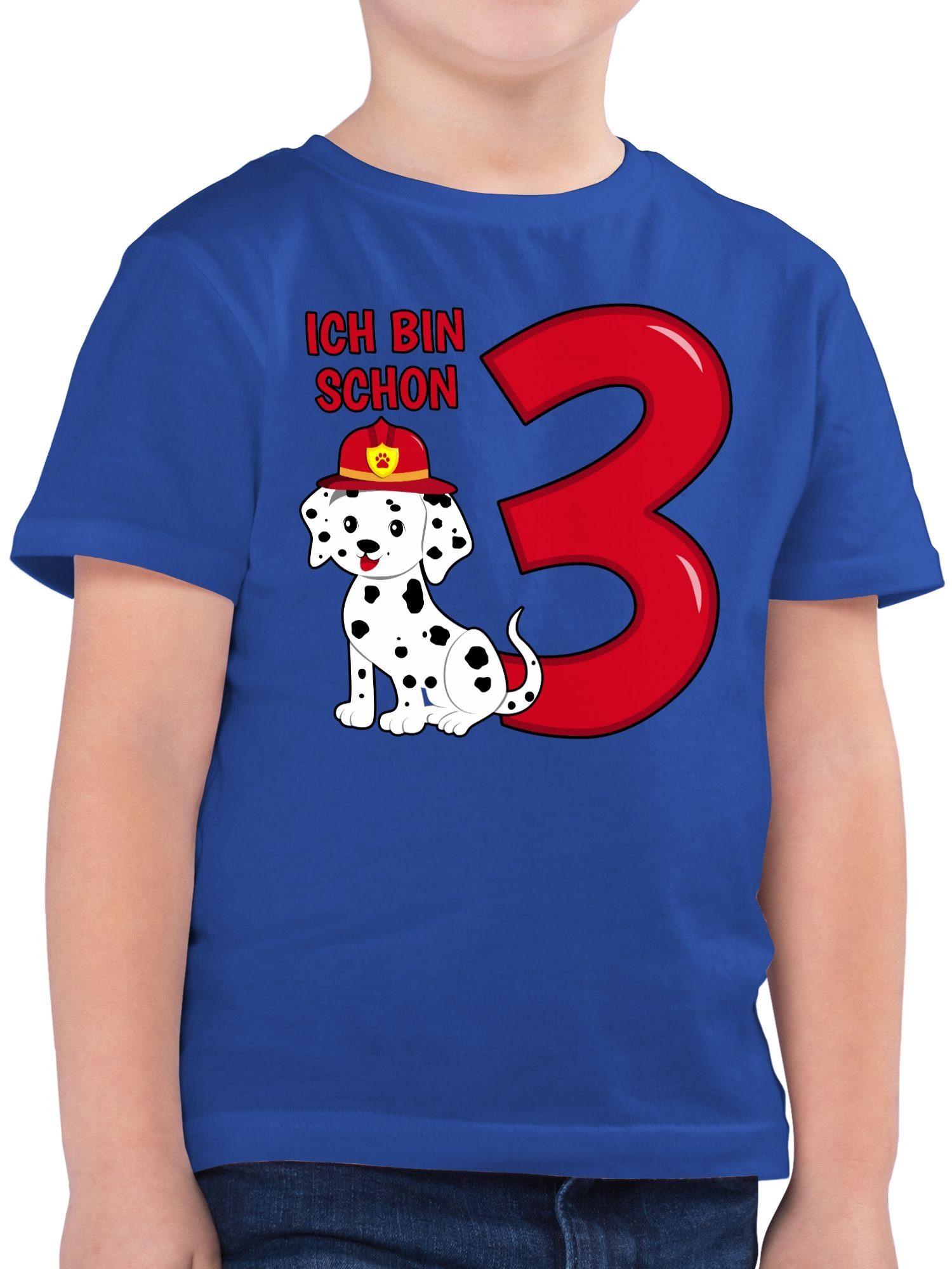 drei 3. Shirtracer Feuerwehr Geburtstag Hund bin 01 T-Shirt schon Ich Royalblau