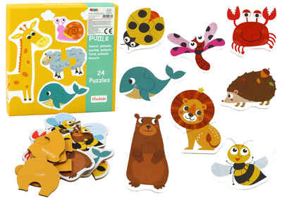 LEAN Toys Puzzle Lernpuzzle Tiere Englisch Puzzle Spielzeug Rätsel Set Puzzleteile, Puzzleteile