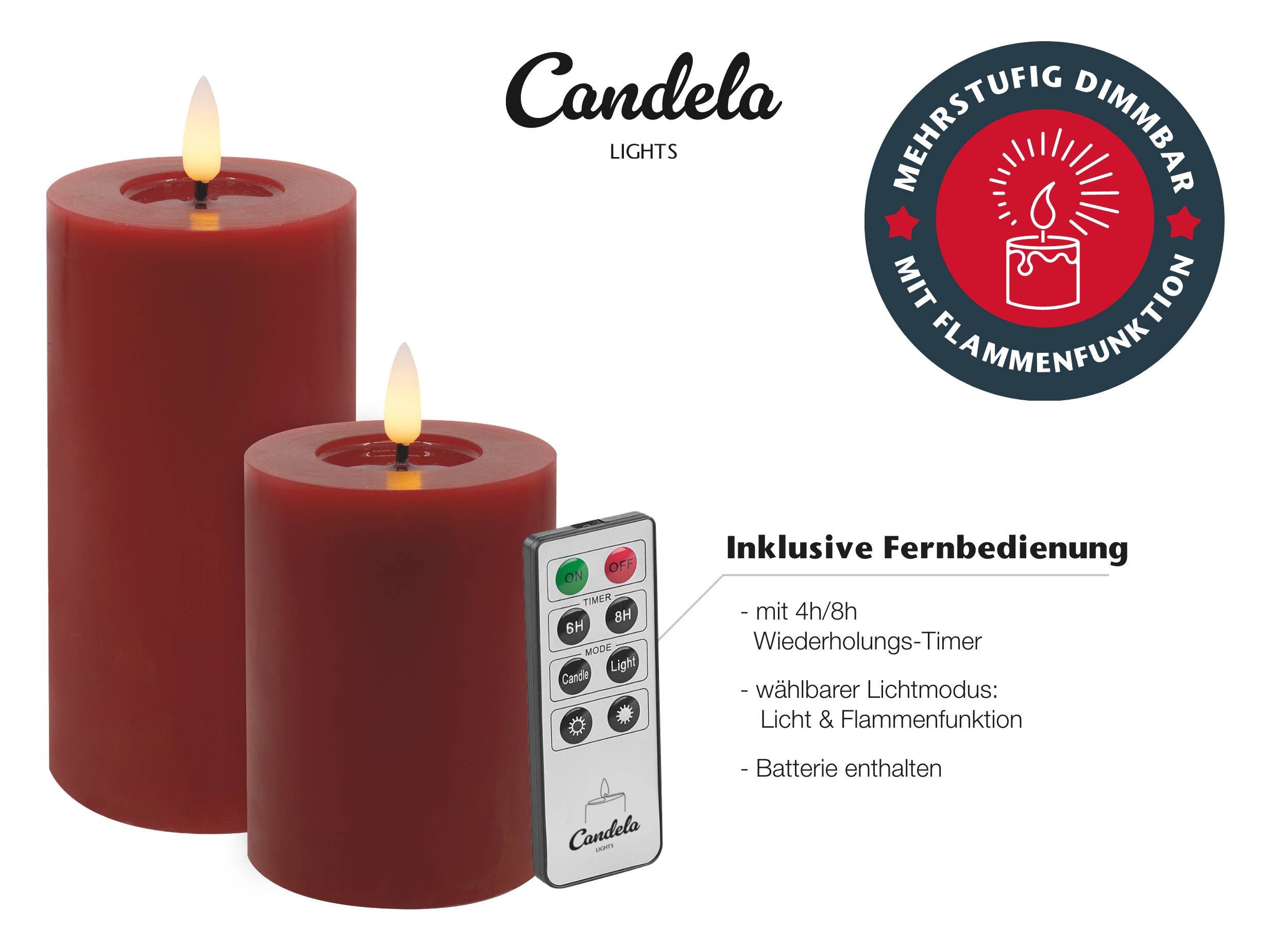 LC Home LED-Kerze Candela Lights LED Kerzen 4er Set Winter glatt Echtwachs (4-tlg) – Bild 5 von 5