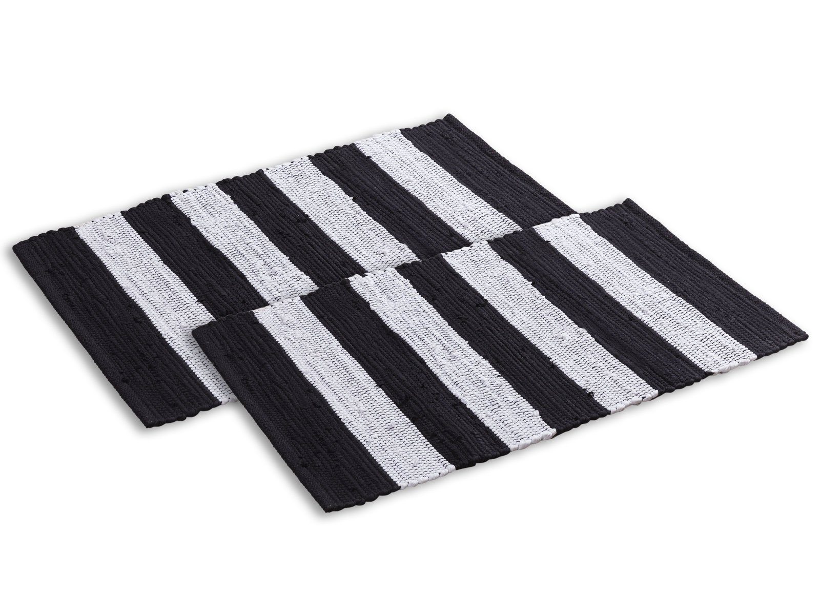 2er Badematte Teppich Baumwolle Minara 80x50 schwarz-weiß Badezimmerteppich Set groß Chindi,
