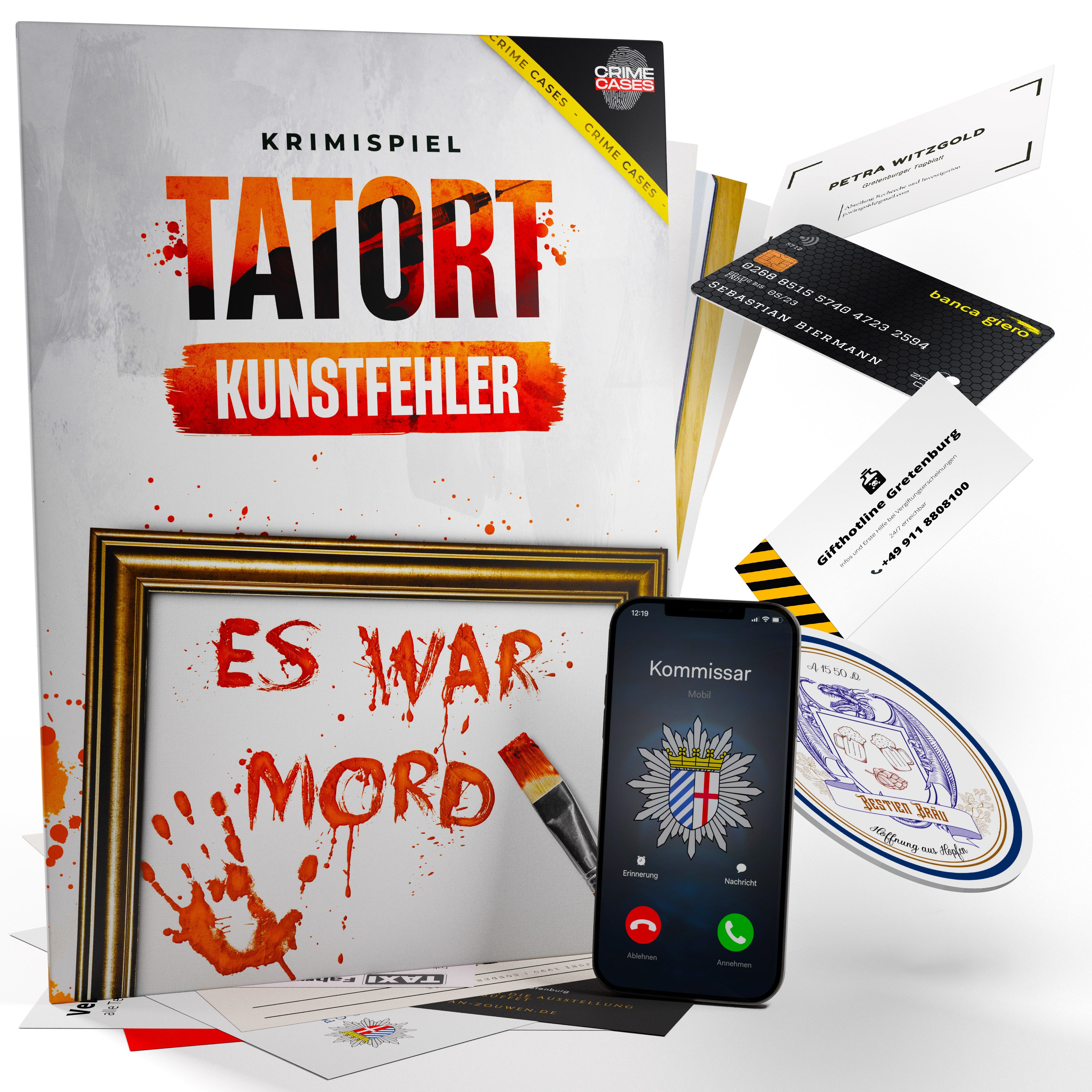CRIMECASES Spiel Tatort Kunstfehler, Mordfall lösen Spiel, Krimispiel für Erwachsene, 1-6 Personen ab 14, Escape Room Spiel