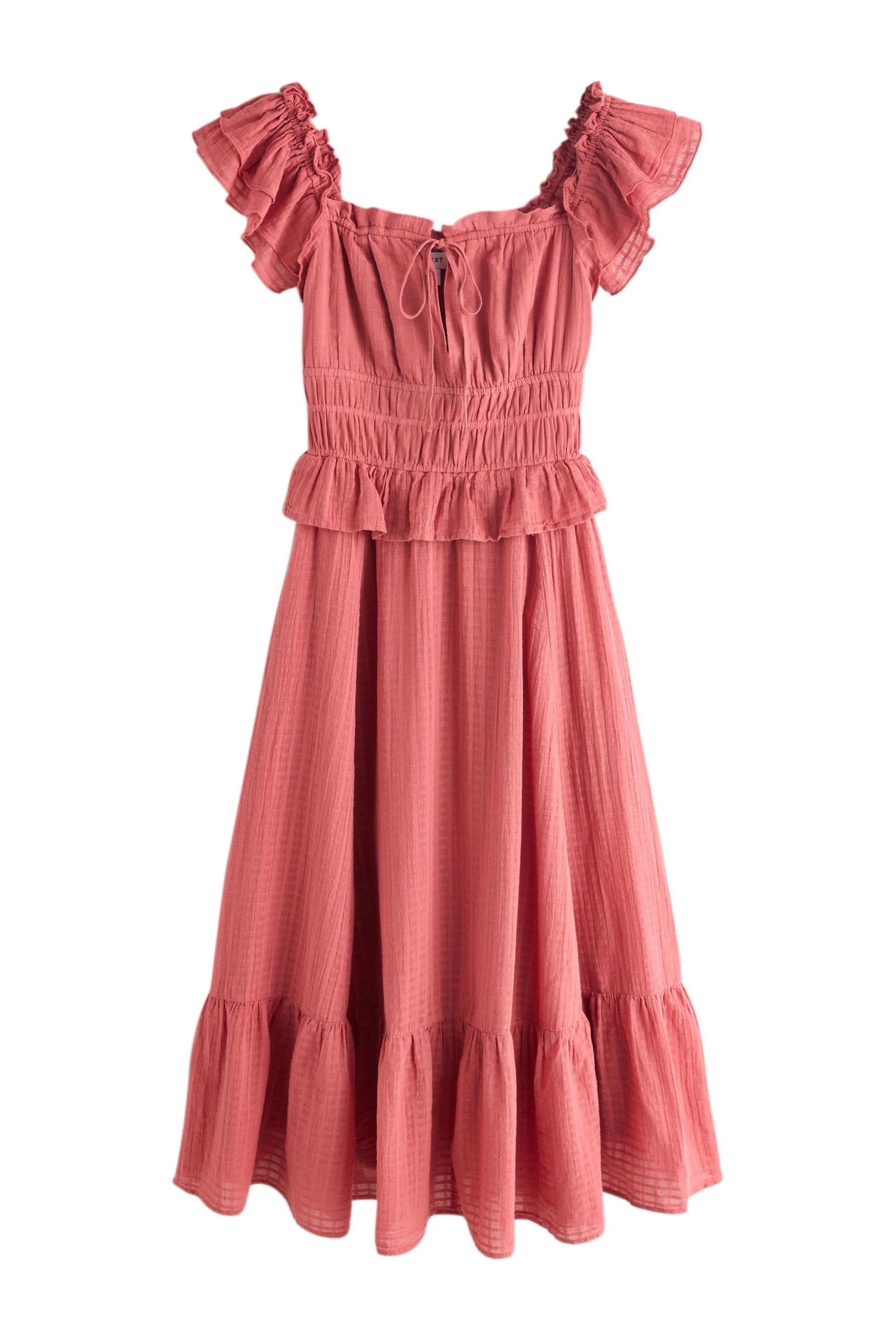 Next Strandkleid Kleid mit eckigem Ausschnitt und Flatterärmeln (1-tlg)