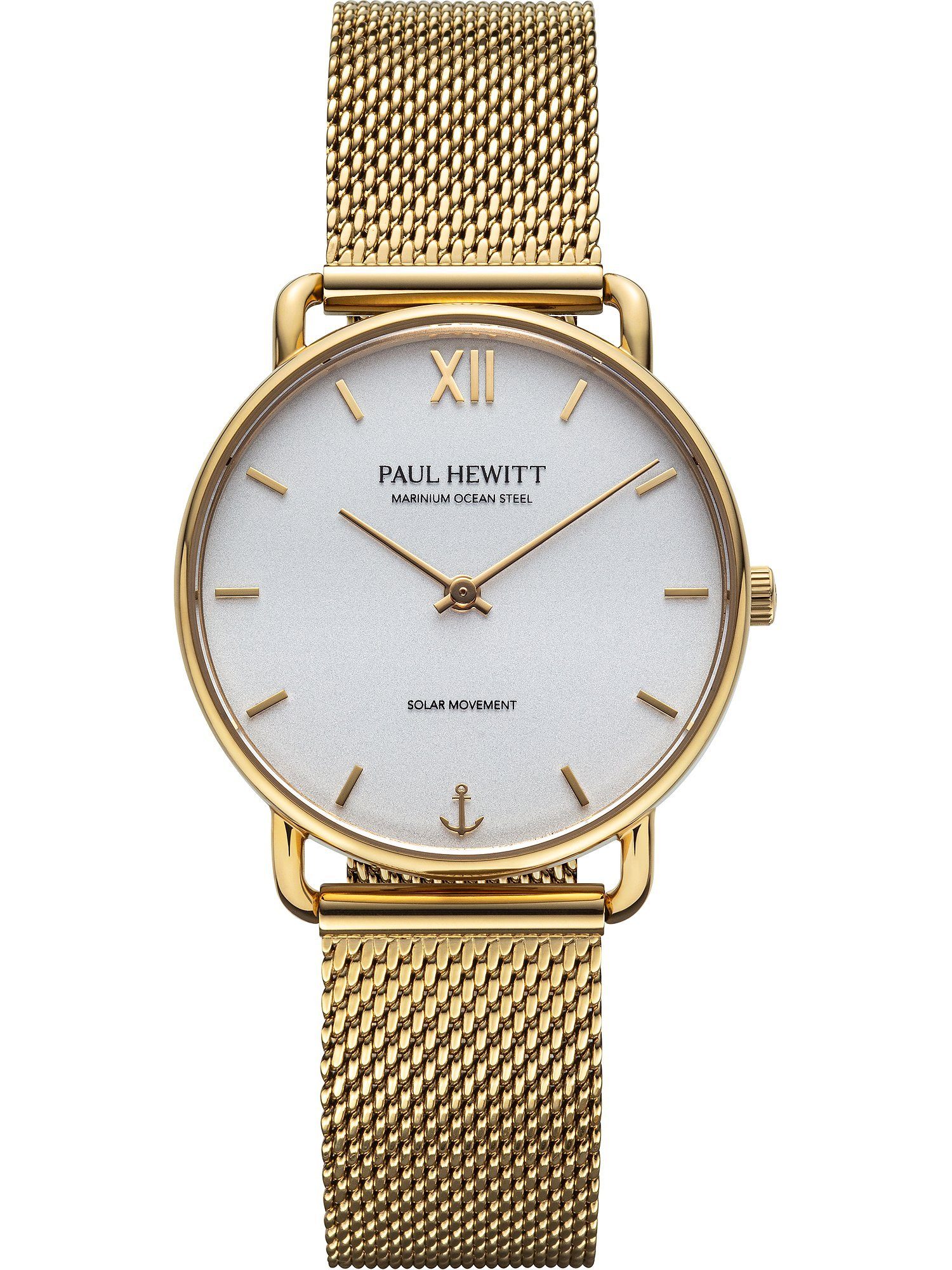 PAUL HEWITT Quarzuhr Paul Hewitt Damen-Uhren Analog weiß gold, Klassikuhr Solar