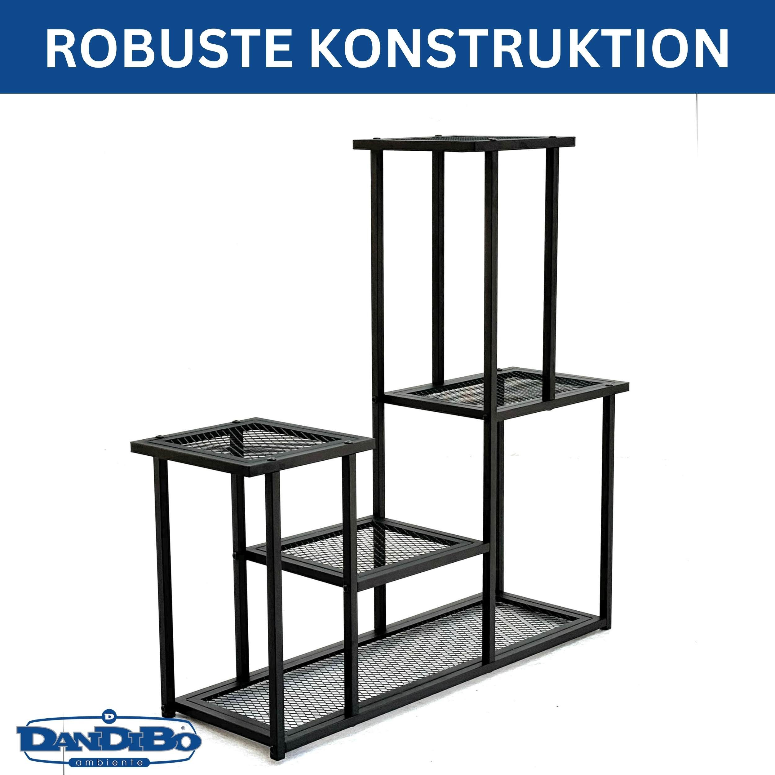 DanDiBo Blumenständer Blumenregal Metall Schwarz 4 Ebenen 96579 Wohnzimmer Blumentreppe, Blumenständer Blumensäule Design Pflanzenhocker Modern
