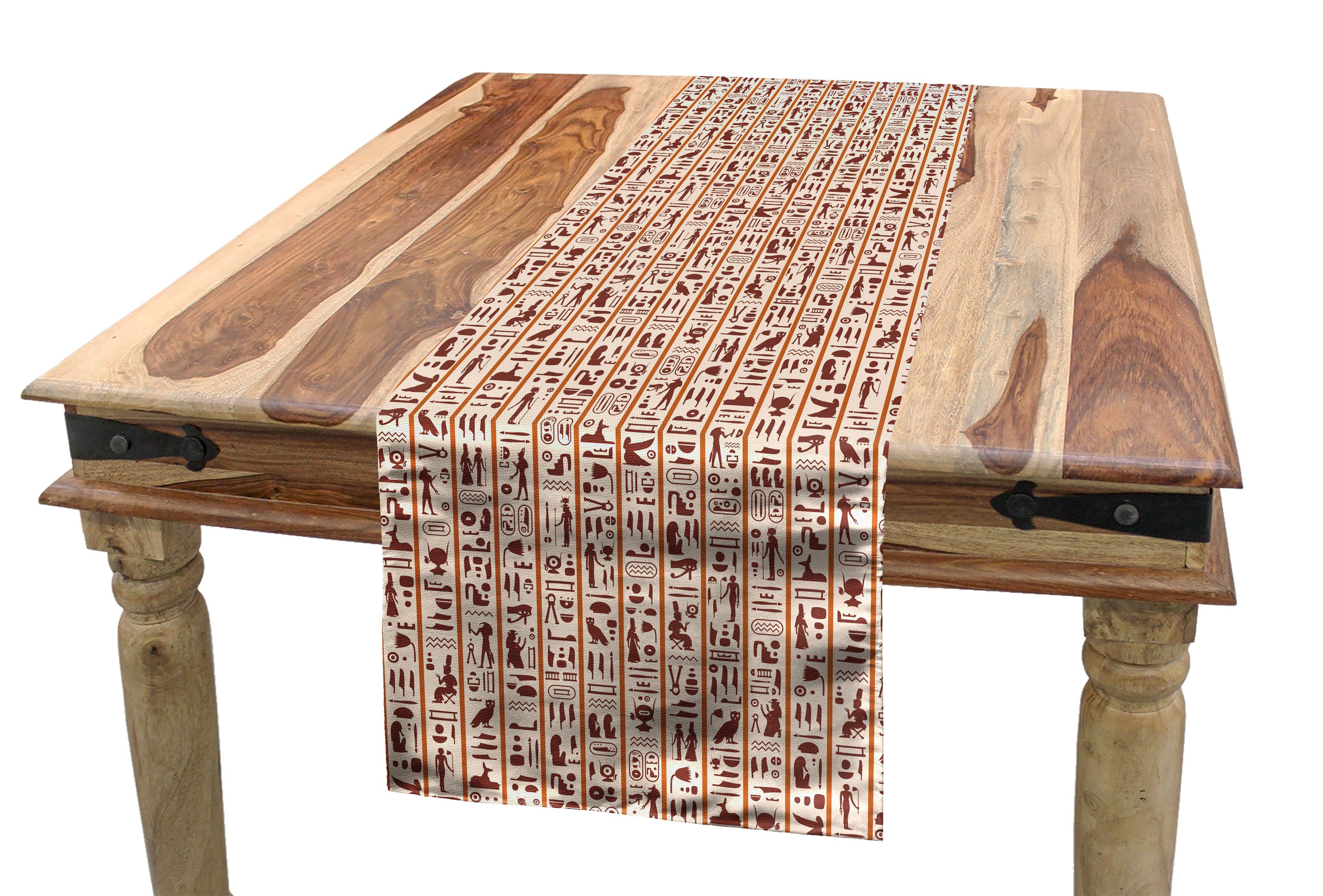 Abakuhaus Tischläufer Esszimmer Küche Rechteckiger Dekorativer Tischläufer, ägyptisch Hieroglyphs Historische Thema