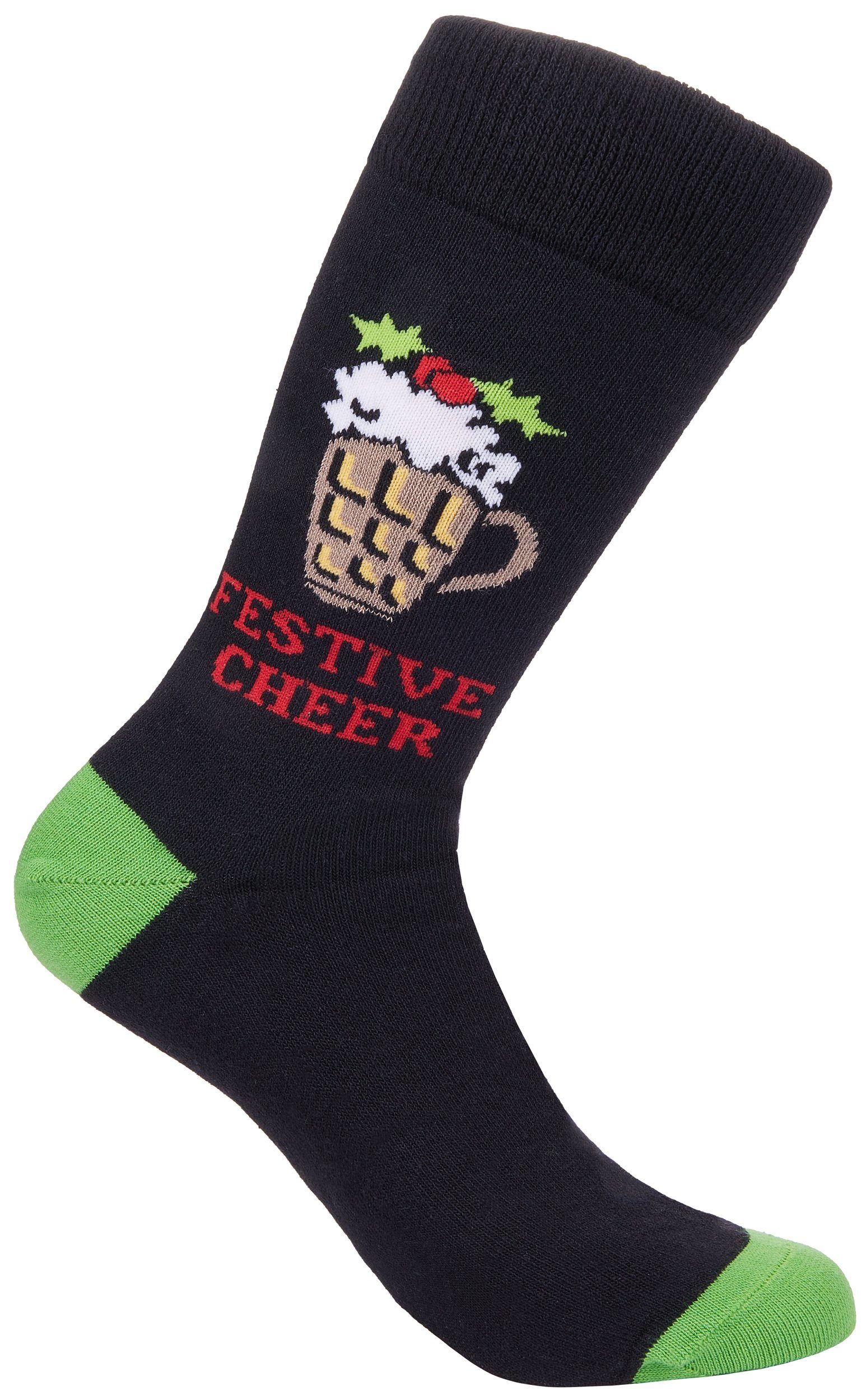 BRUBAKER Socken Herren Weihnachtssocken, Lustige Socken mit Weihnachtsmotiven EU 41-45 (Festive Cheer - Weihnachtsbier, 6-Paar, Männer Crew Socks Geschenk) Bunte Kuschelsocken für Weihnachtszeit Baumwolle